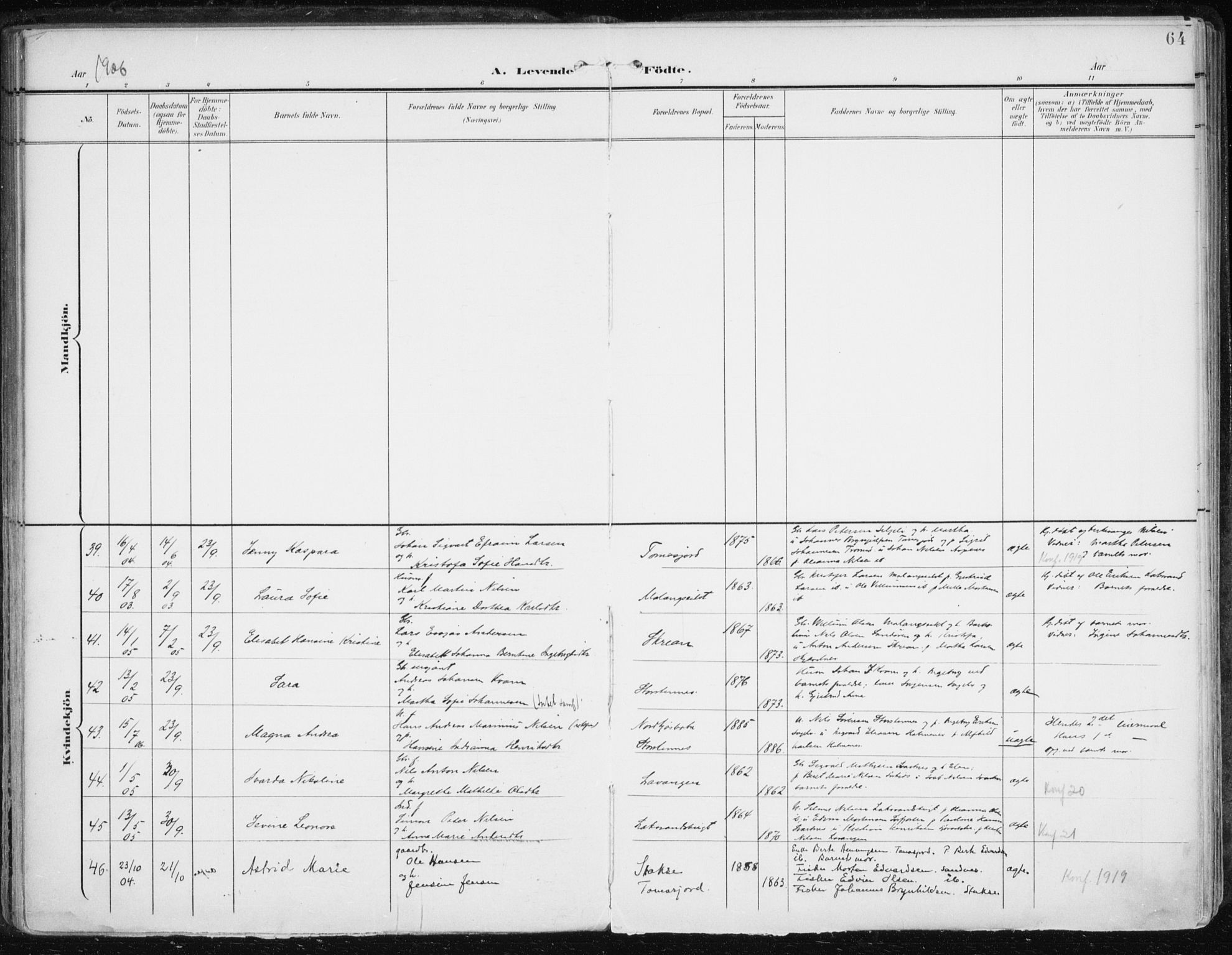 Balsfjord sokneprestembete, AV/SATØ-S-1303/G/Ga/L0006kirke: Parish register (official) no. 6, 1897-1909, p. 64