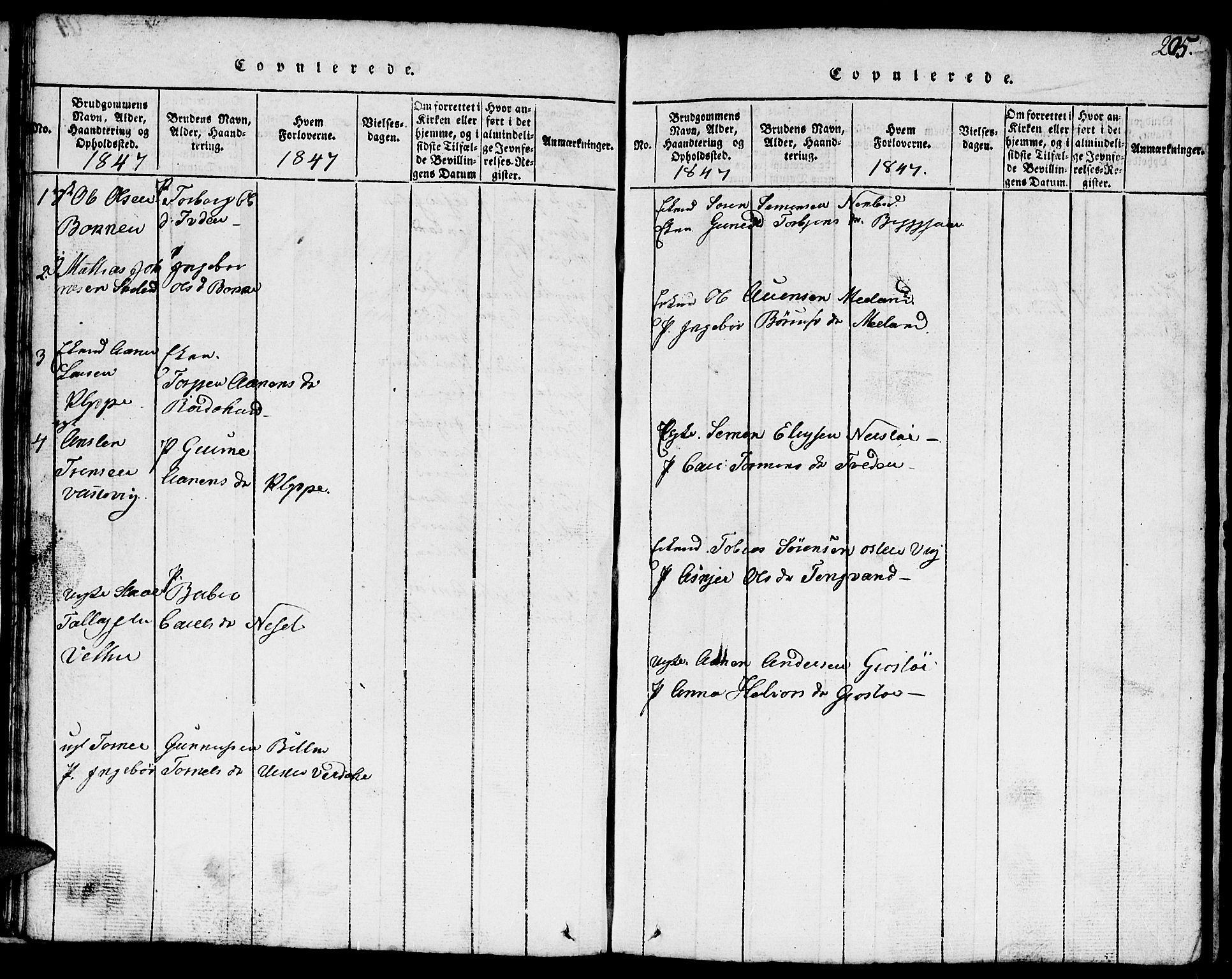 Hægebostad sokneprestkontor, SAK/1111-0024/F/Fb/Fbb/L0001: Parish register (copy) no. B 1, 1816-1850, p. 205