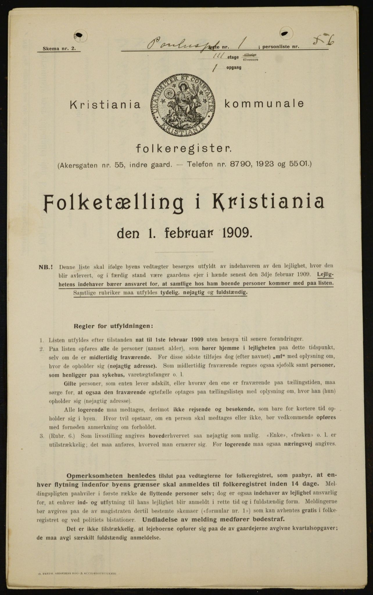 OBA, Municipal Census 1909 for Kristiania, 1909, p. 71140