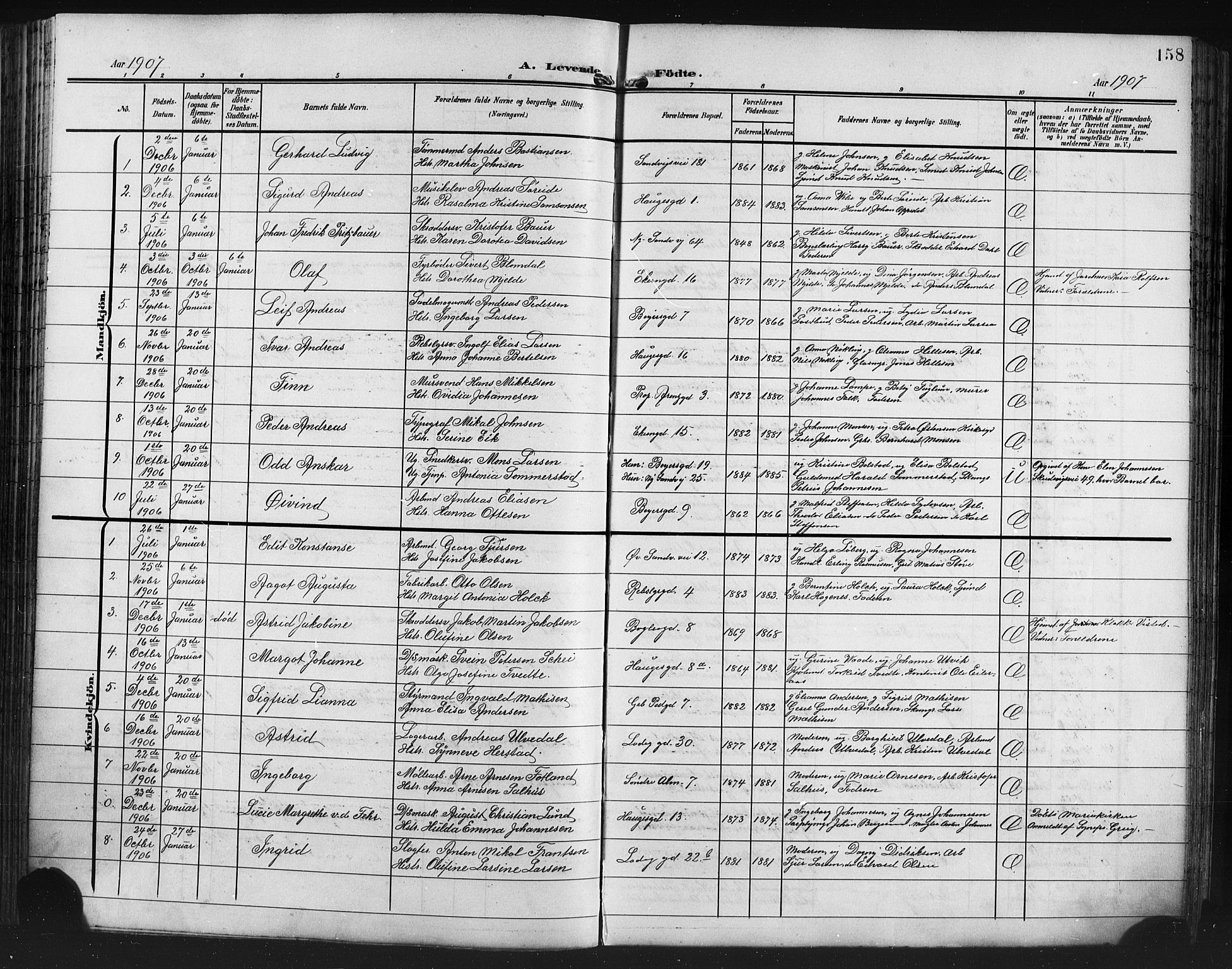 Sandviken Sokneprestembete, SAB/A-77601/H/Hb/L0004: Parish register (copy) no. B 1, 1901-1914, p. 158