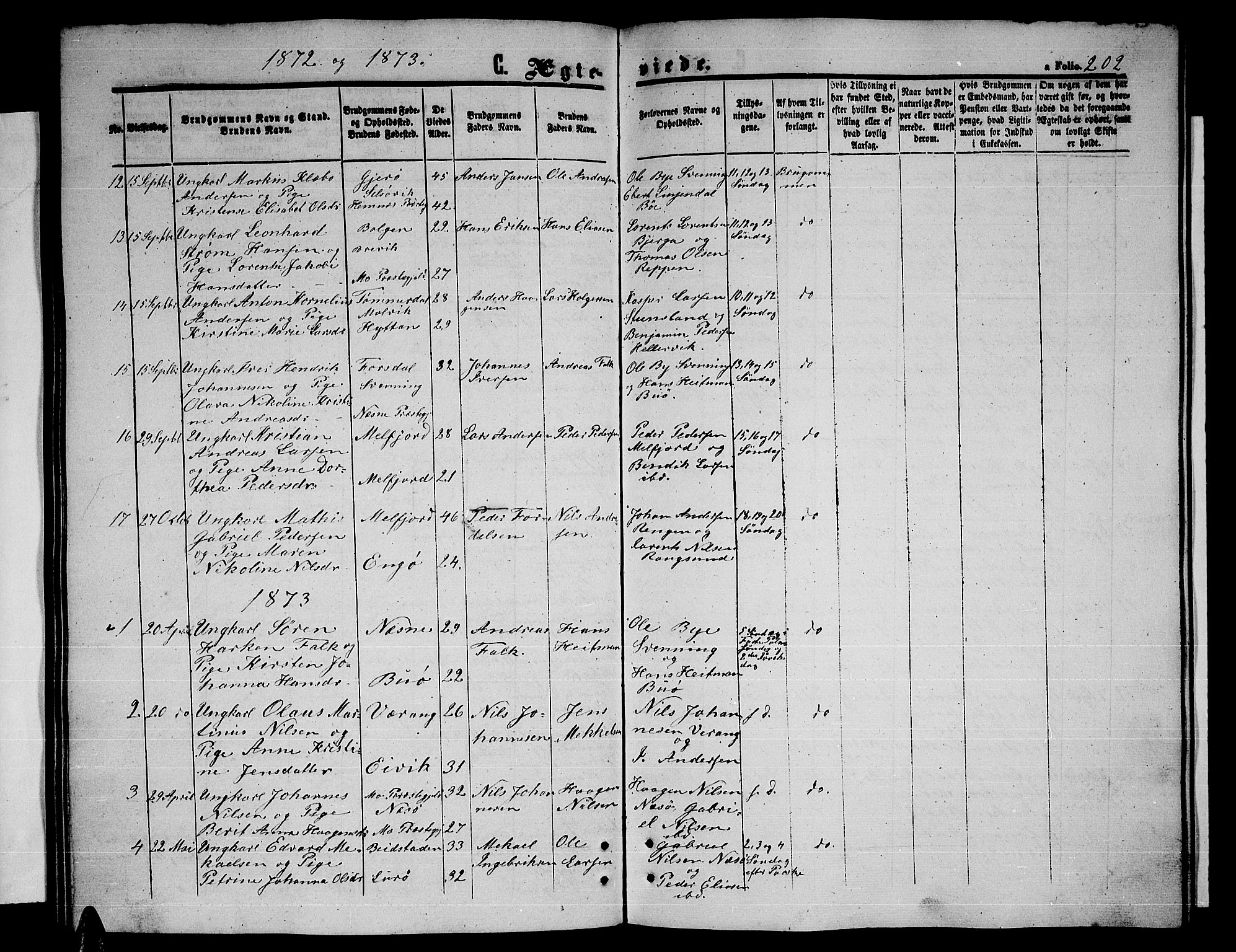 Ministerialprotokoller, klokkerbøker og fødselsregistre - Nordland, SAT/A-1459/841/L0619: Parish register (copy) no. 841C03, 1856-1876, p. 202