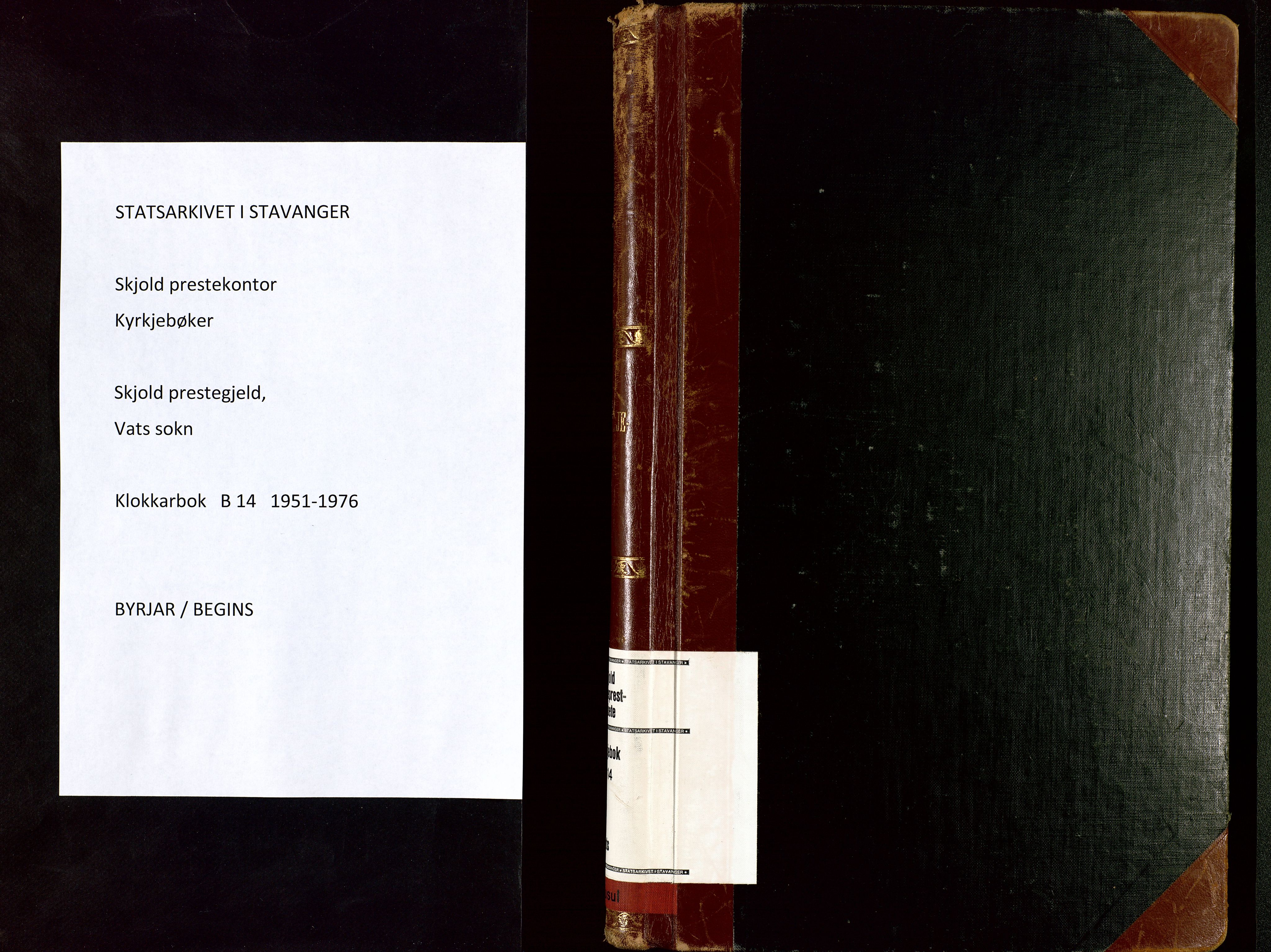 Skjold sokneprestkontor, SAST/A-101847/H/Ha/Hab/L0014: Parish register (copy) no. B 14, 1951-1976