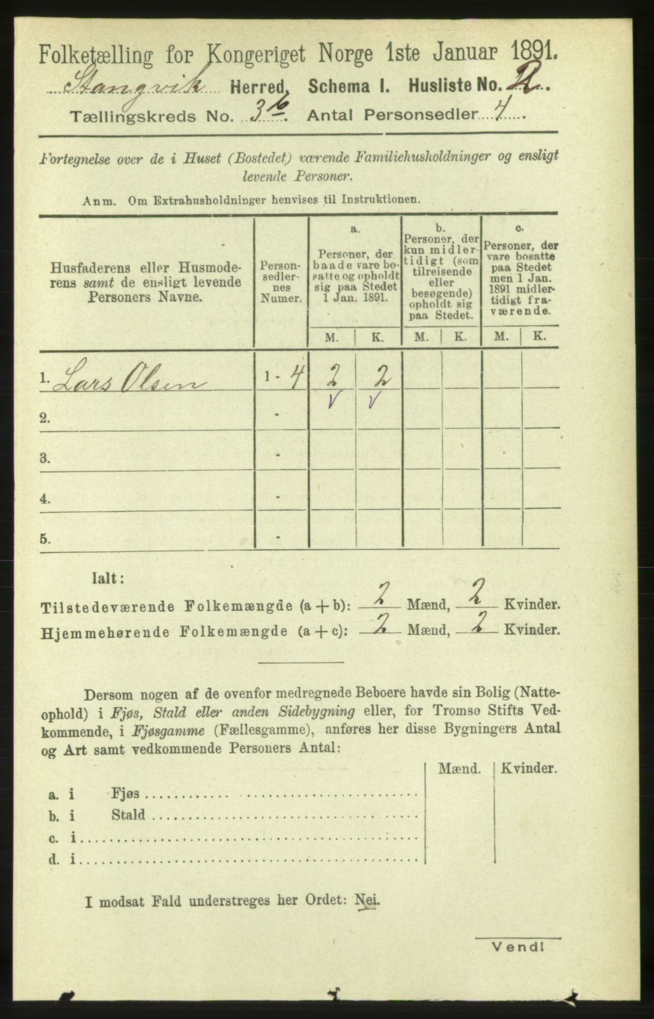 RA, 1891 census for 1564 Stangvik, 1891, p. 1438