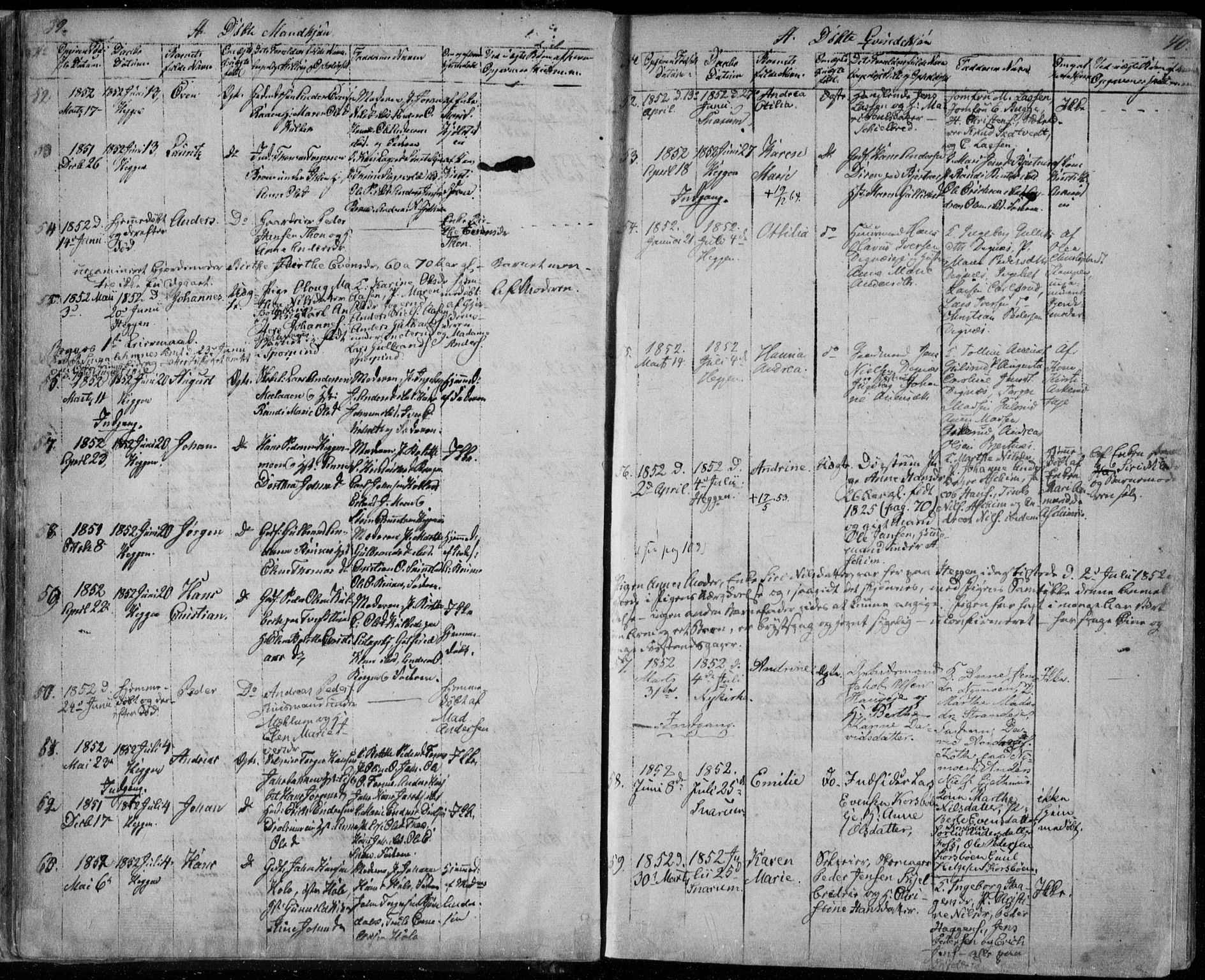 Modum kirkebøker, AV/SAKO-A-234/F/Fa/L0008: Parish register (official) no. 8, 1851-1859, p. 39-40