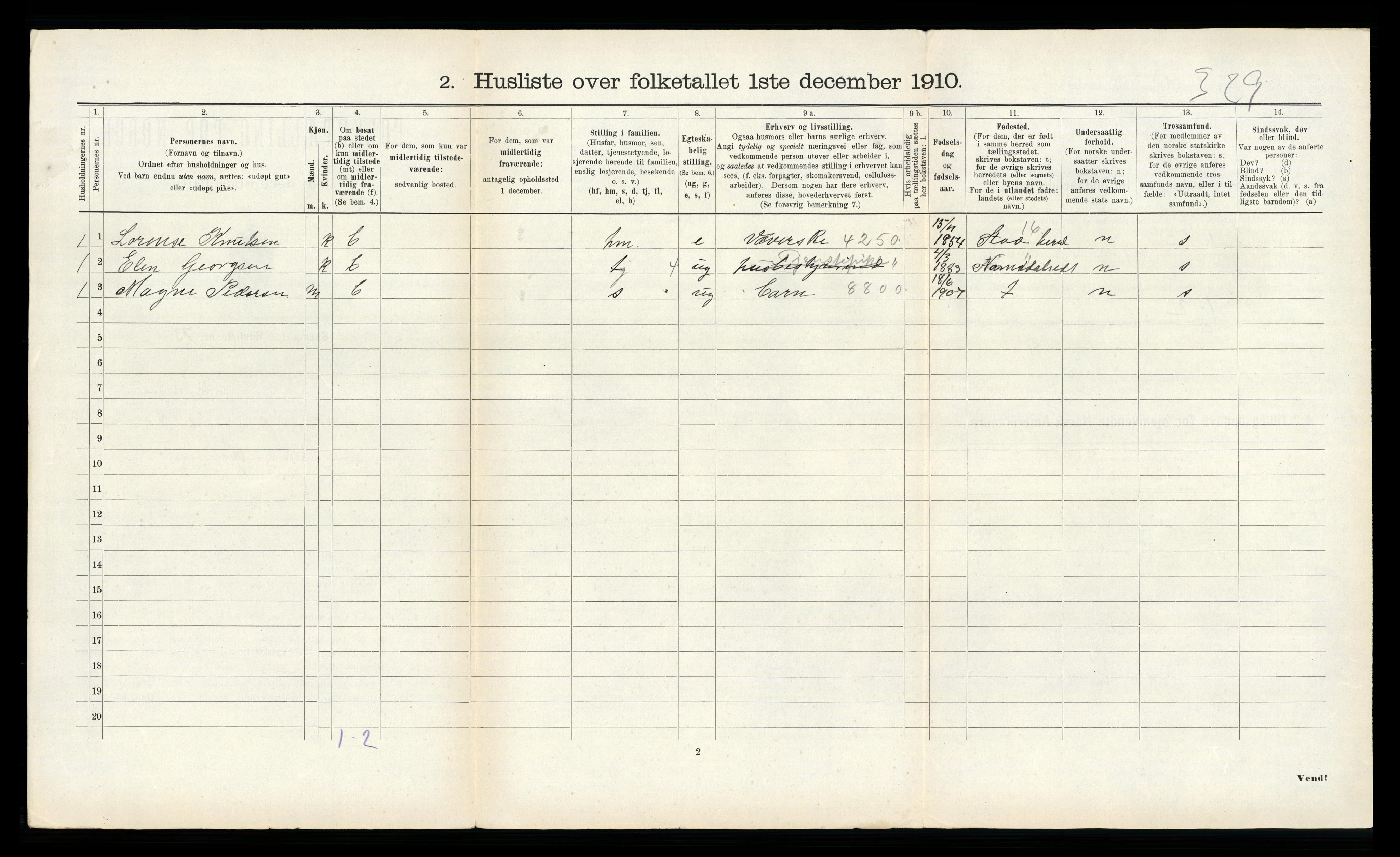 RA, 1910 census for Klinga, 1910, p. 168