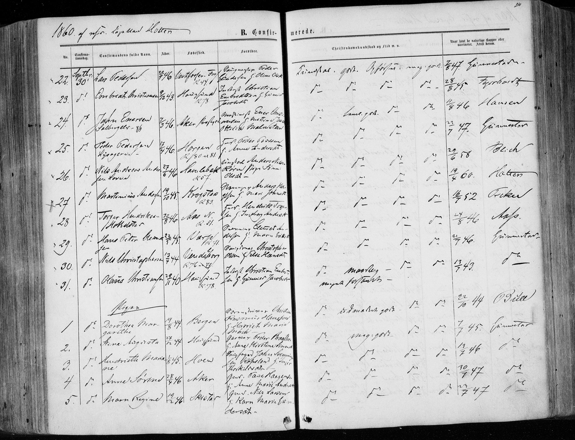 Eiker kirkebøker, AV/SAKO-A-4/F/Fa/L0016: Parish register (official) no. I 16, 1860-1868, p. 310