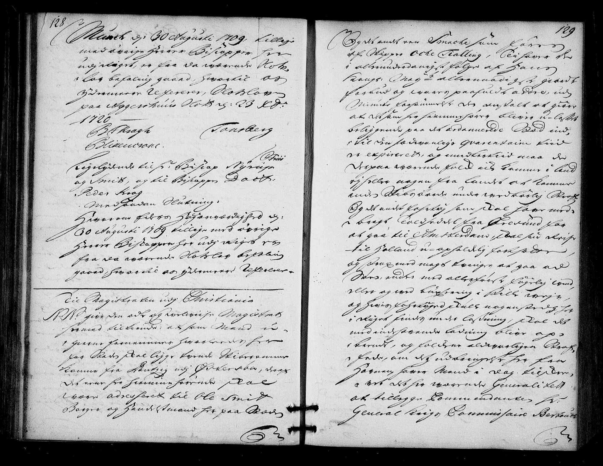 Stattholderembetet 1572-1771, AV/RA-EA-2870/Bd/L0013: Ordreprotokoll, 1720-1722, p. 128-129