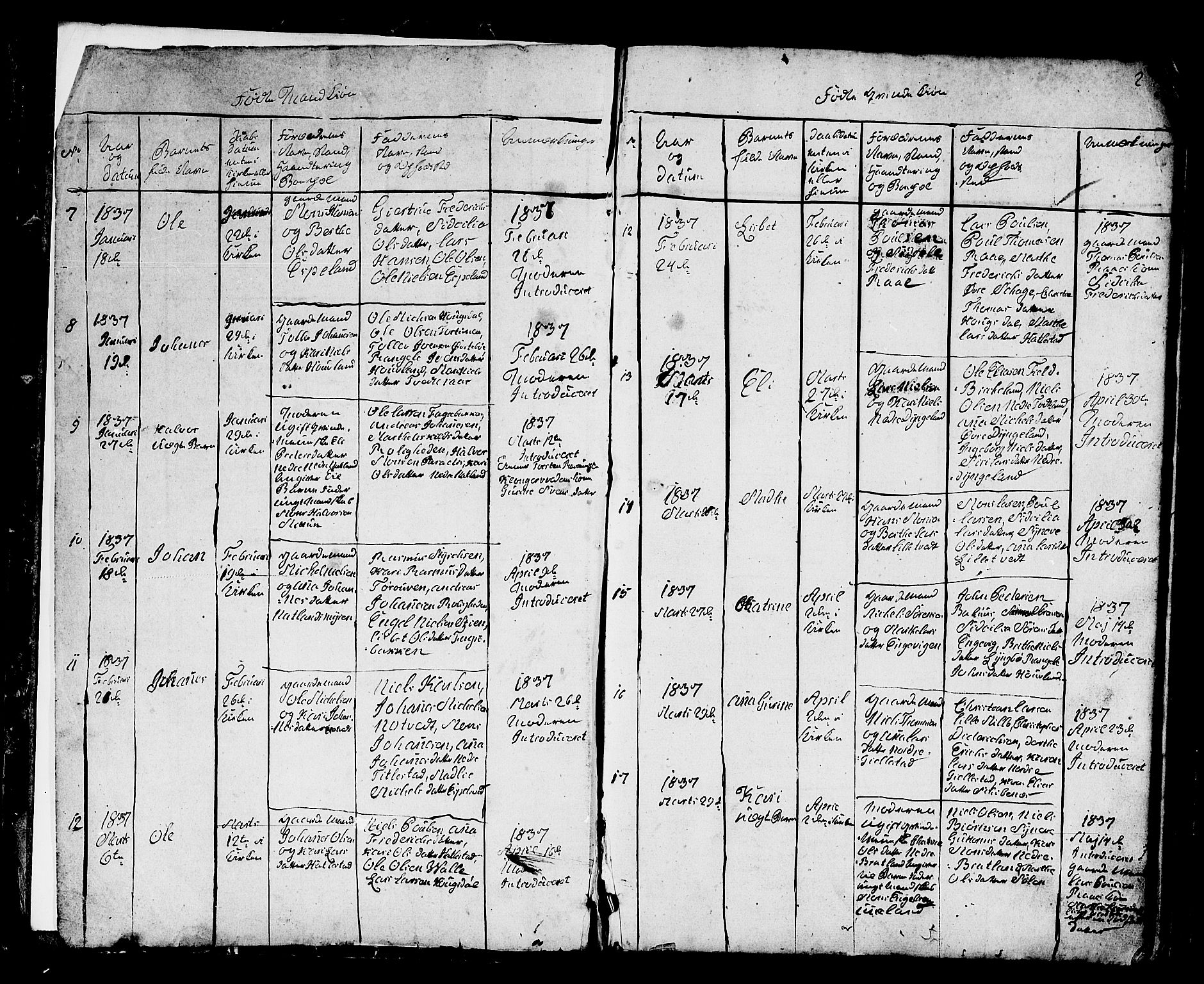 Fana Sokneprestembete, SAB/A-75101/H/Hab/Habb/L0001: Parish register (copy) no. B 1, 1837-1855, p. 2