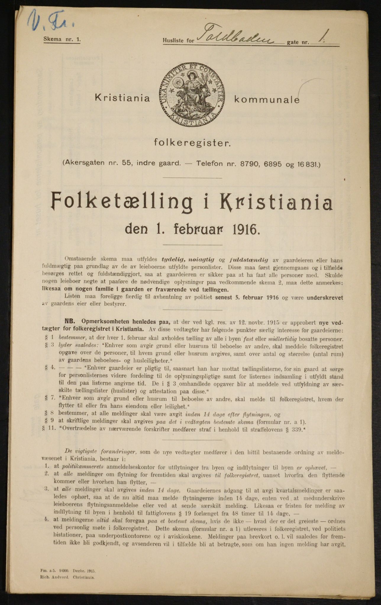 OBA, Municipal Census 1916 for Kristiania, 1916, p. 116332