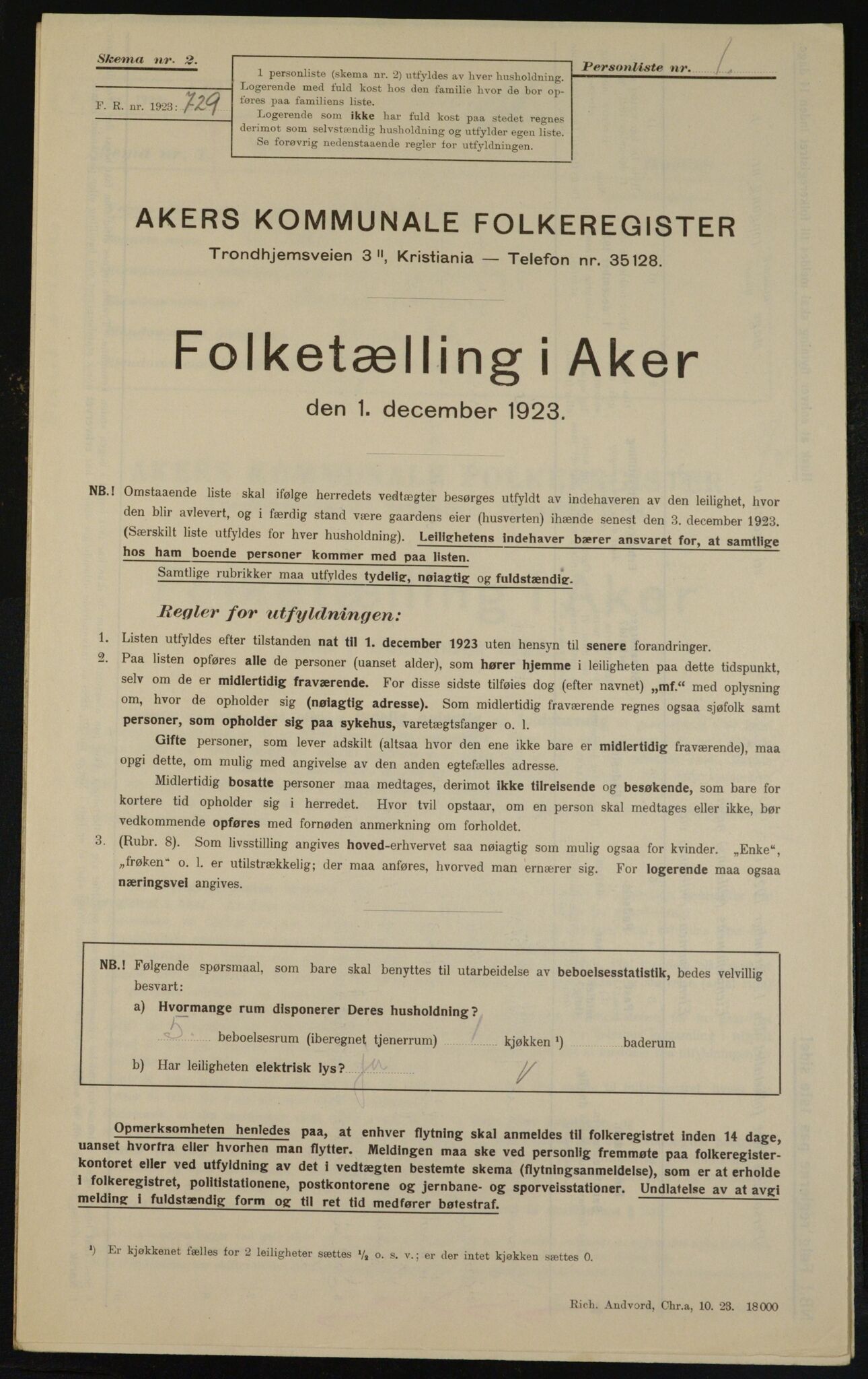 , Municipal Census 1923 for Aker, 1923, p. 11863