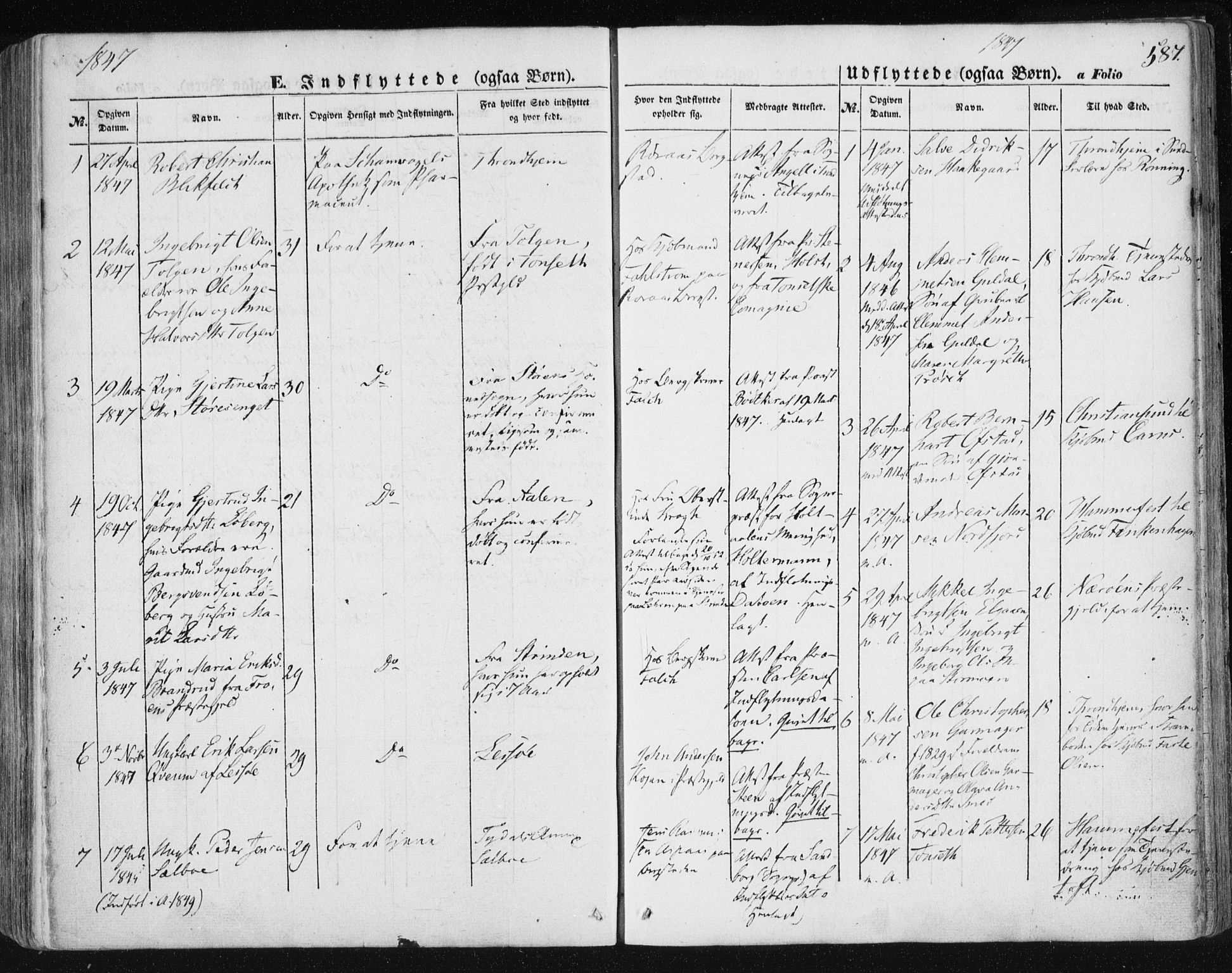 Ministerialprotokoller, klokkerbøker og fødselsregistre - Sør-Trøndelag, SAT/A-1456/681/L0931: Parish register (official) no. 681A09, 1845-1859, p. 587