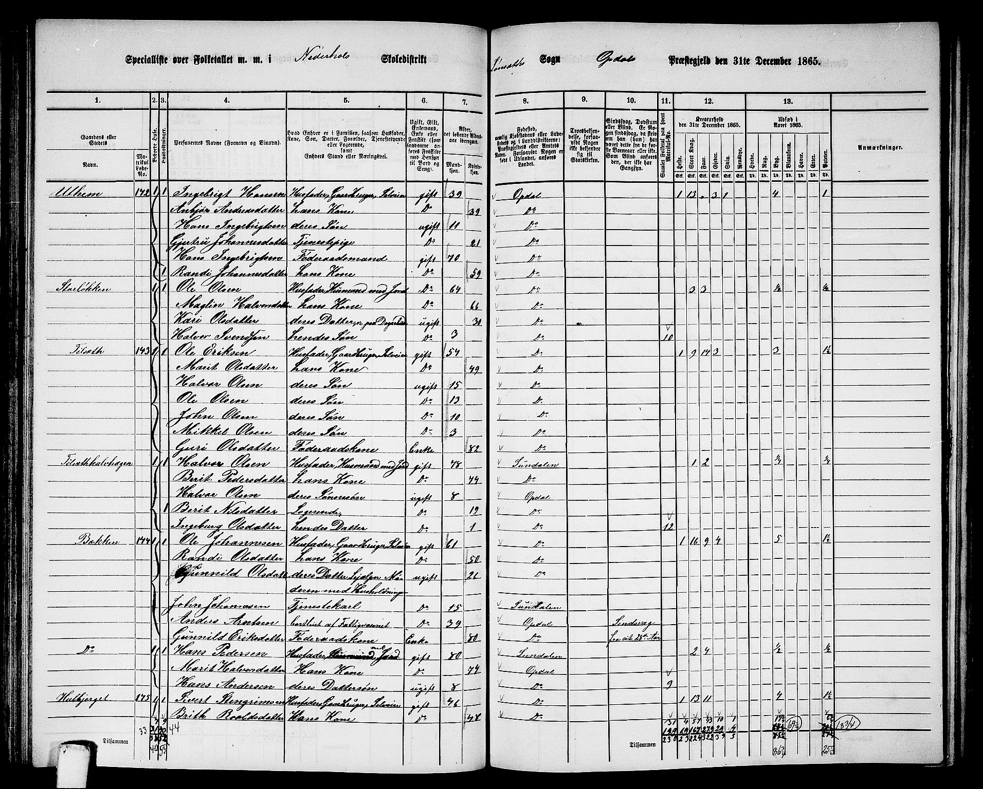 RA, 1865 census for Oppdal, 1865, p. 87