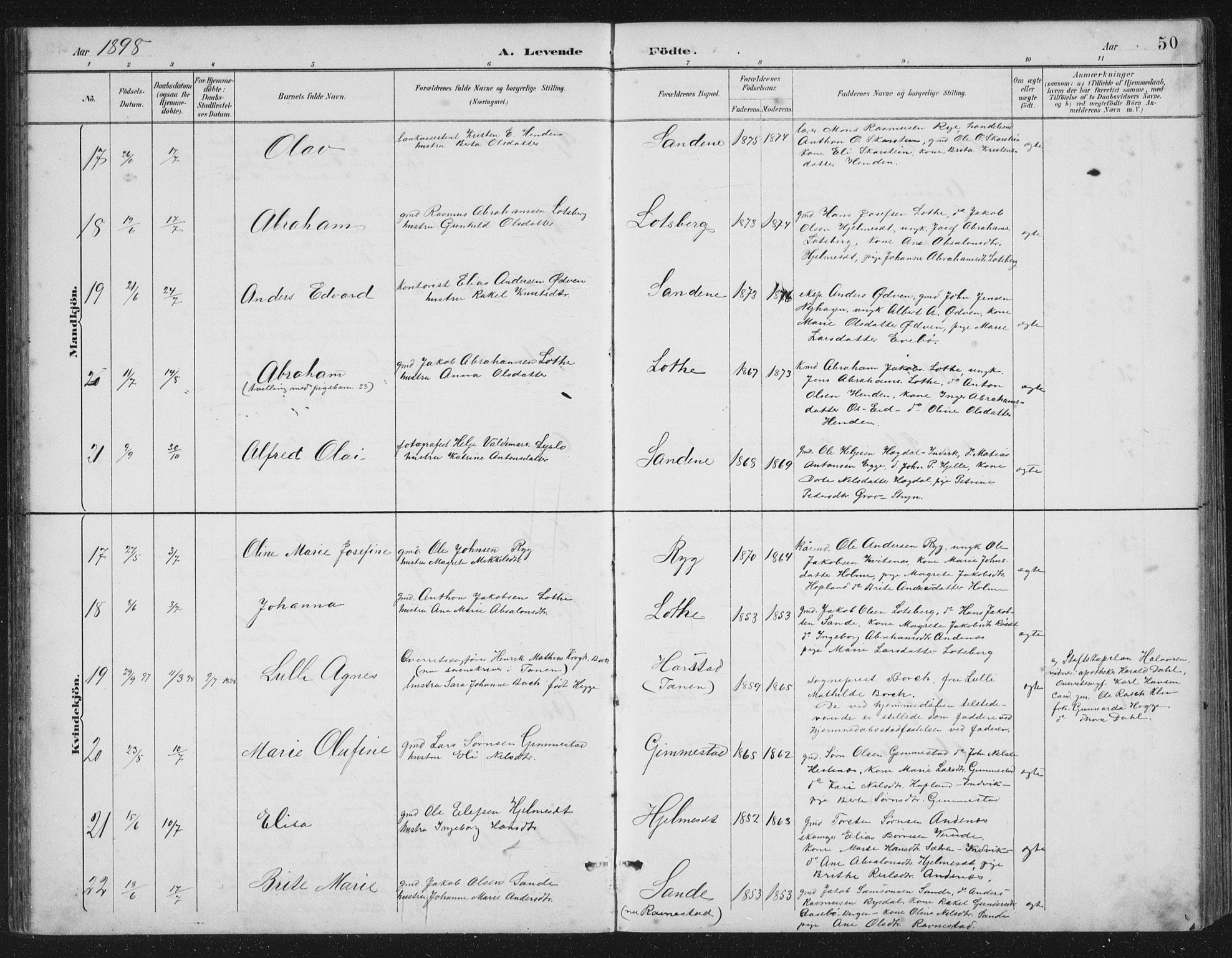 Gloppen sokneprestembete, AV/SAB-A-80101/H/Hab/Habb/L0002: Parish register (copy) no. B 2, 1889-1909, p. 50