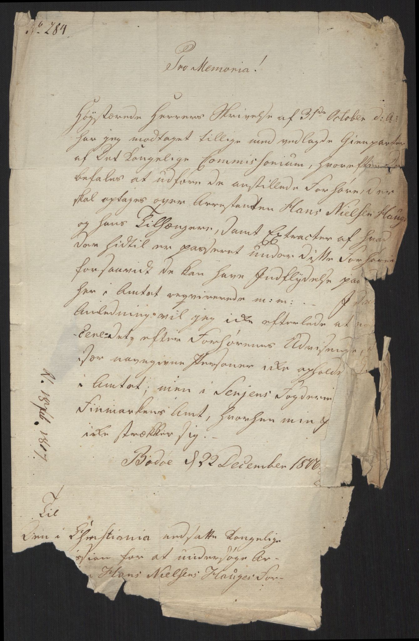 Justisdepartementet, Kommisjon i saken mot Hans Nielsen Hauge 1804, AV/RA-S-1151/D/L0004: Hans Nielsen Hauges sak, 1813, p. 3