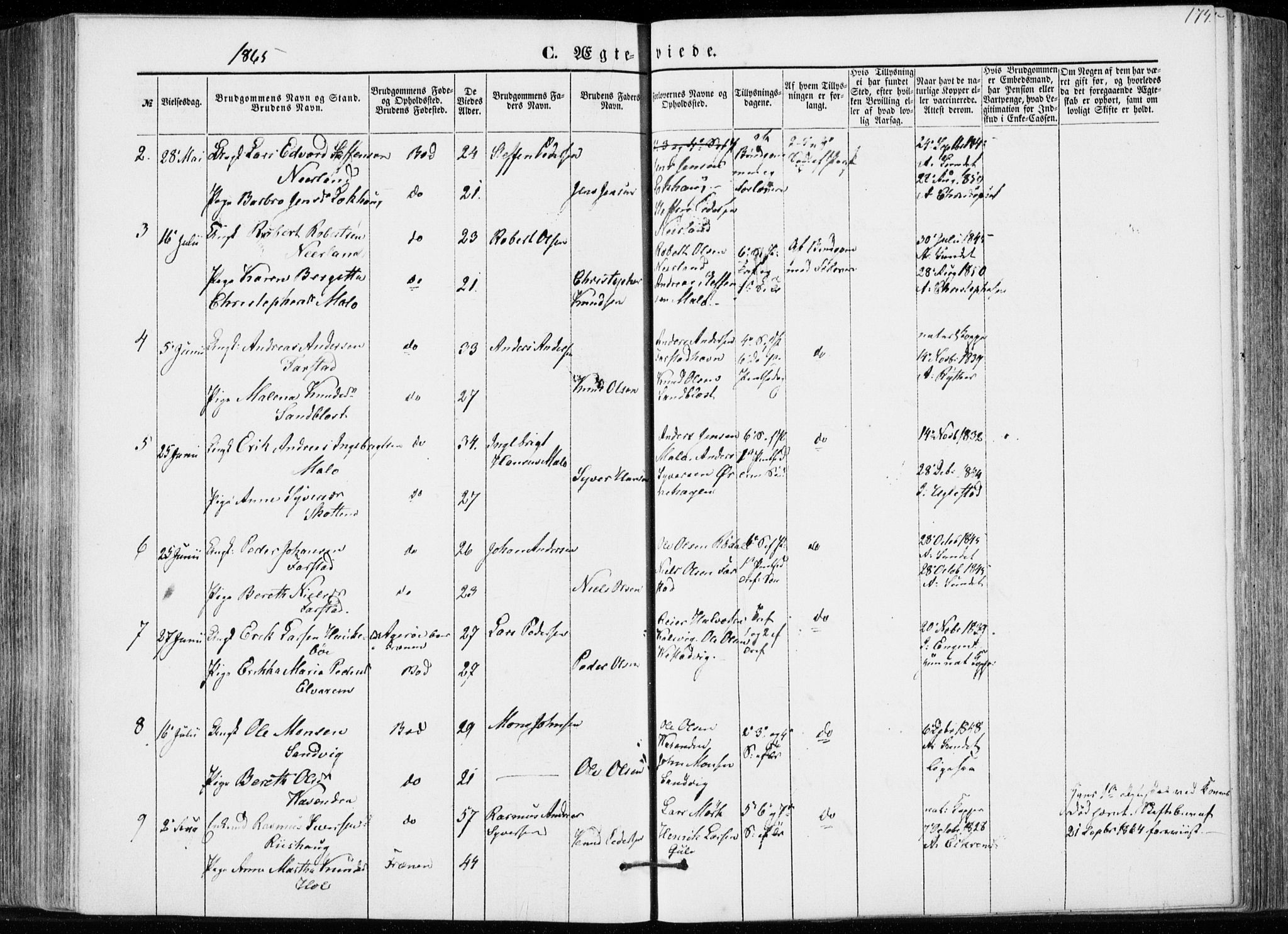 Ministerialprotokoller, klokkerbøker og fødselsregistre - Møre og Romsdal, AV/SAT-A-1454/566/L0767: Parish register (official) no. 566A06, 1852-1868, p. 174