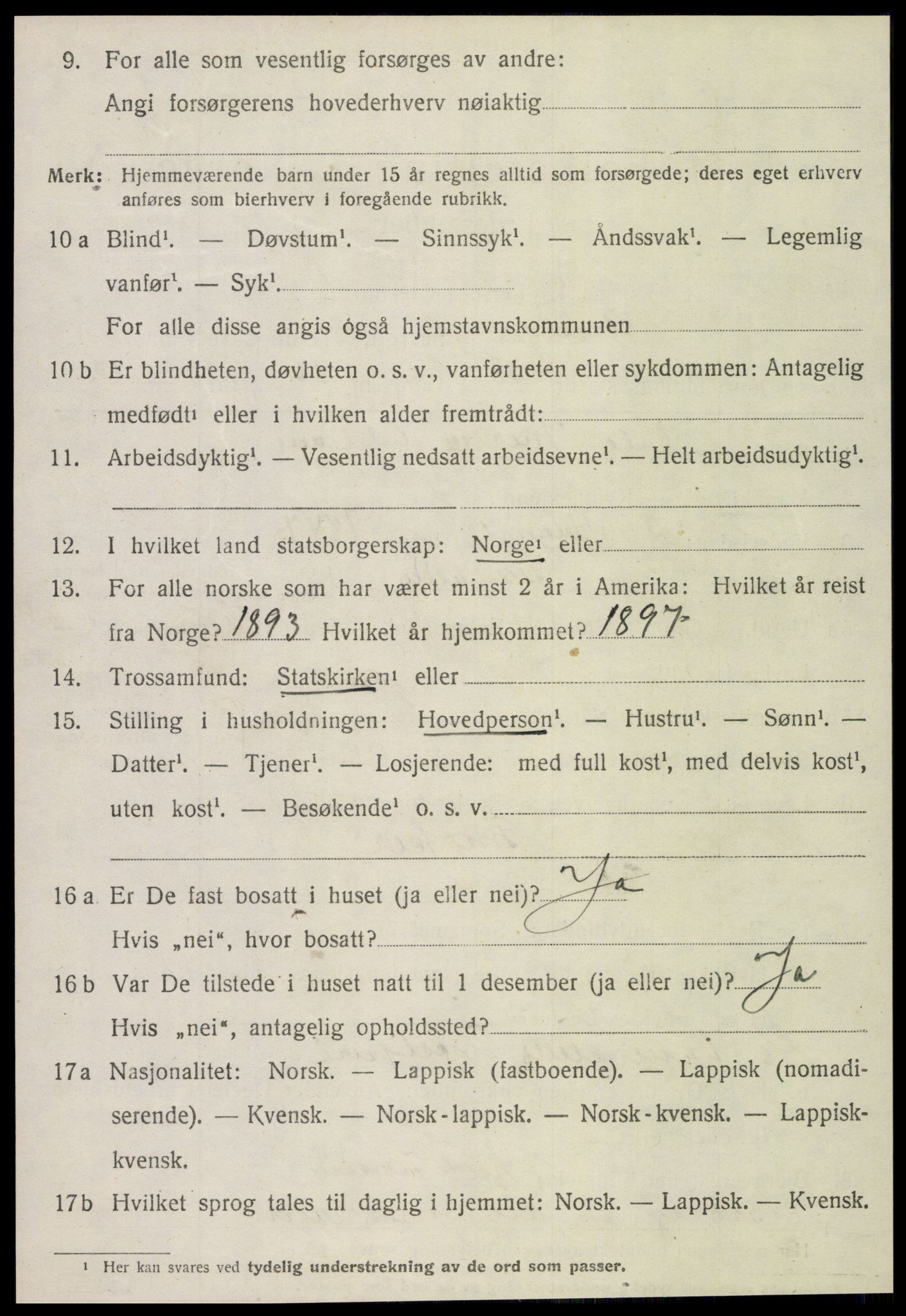 SAT, 1920 census for Flatanger, 1920, p. 1995