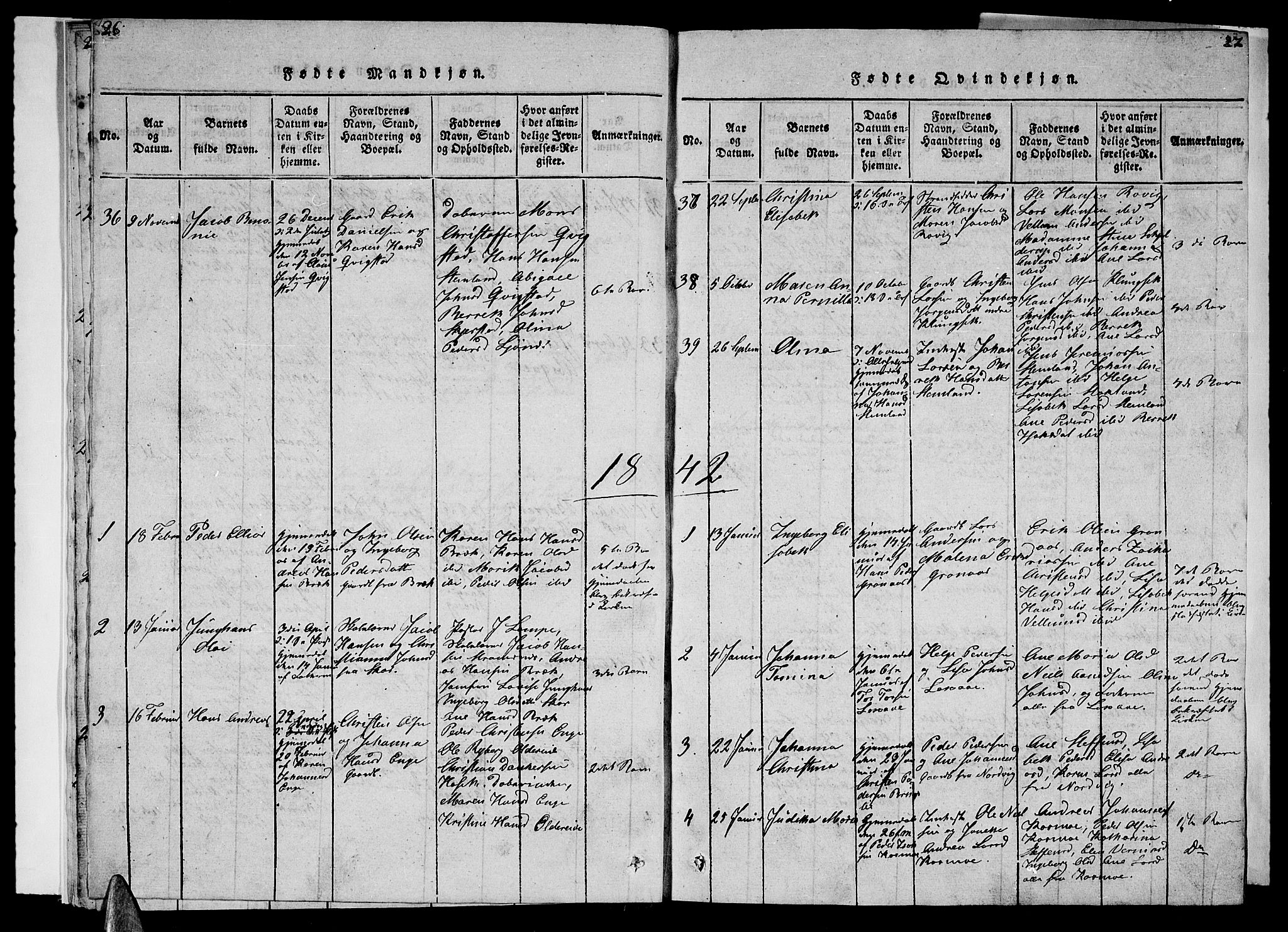 Ministerialprotokoller, klokkerbøker og fødselsregistre - Nordland, AV/SAT-A-1459/852/L0752: Parish register (copy) no. 852C03, 1840-1855, p. 26-27