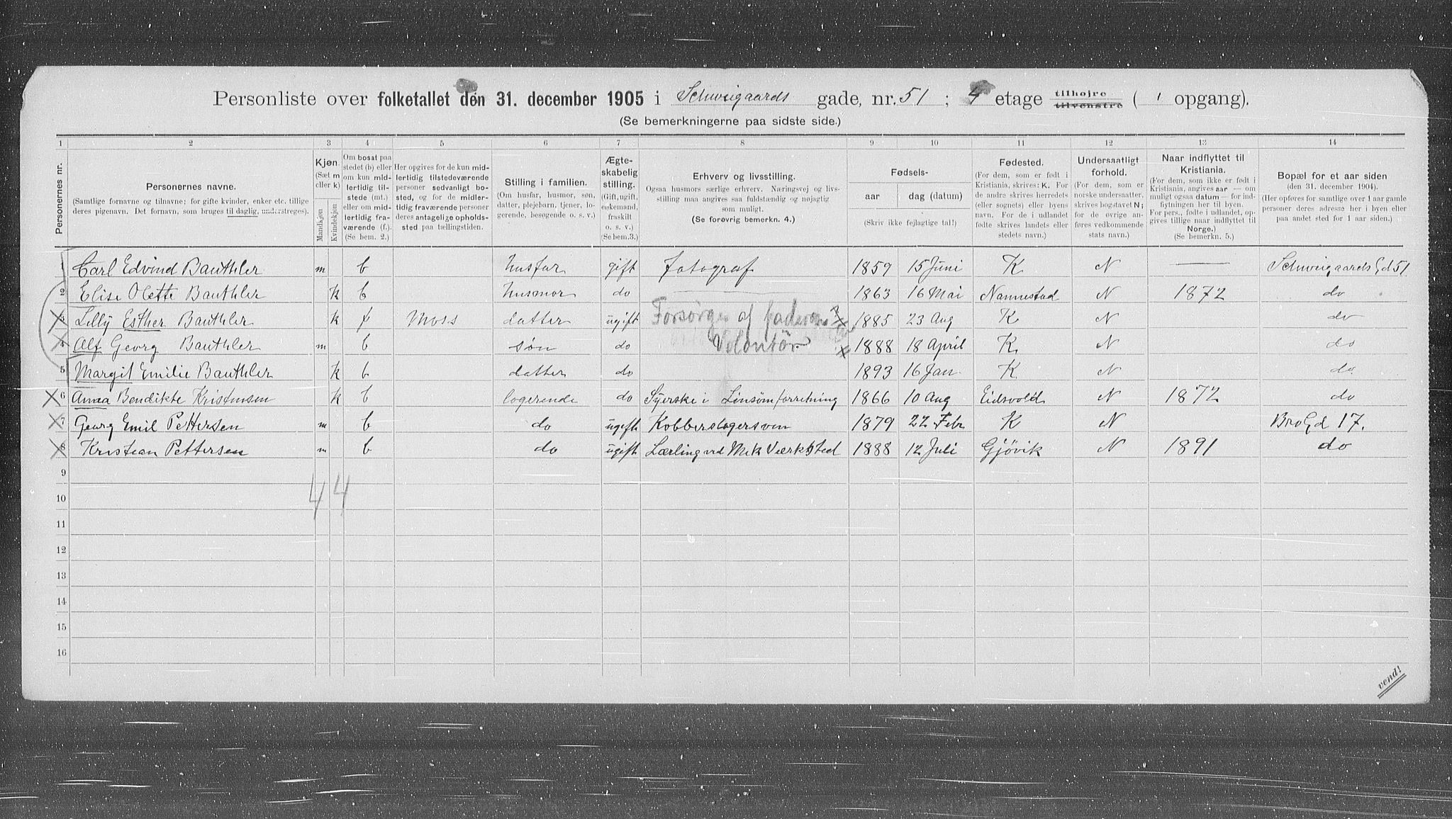 OBA, Municipal Census 1905 for Kristiania, 1905, p. 47897