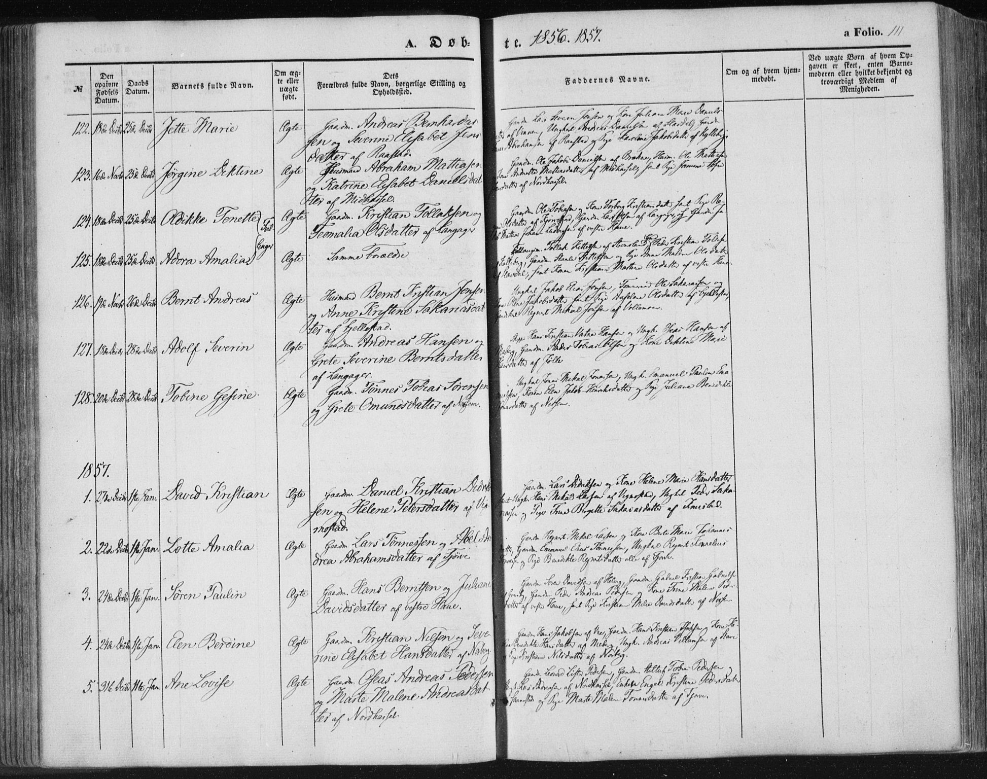Lista sokneprestkontor, SAK/1111-0027/F/Fa/L0010: Parish register (official) no. A 10, 1846-1861, p. 111