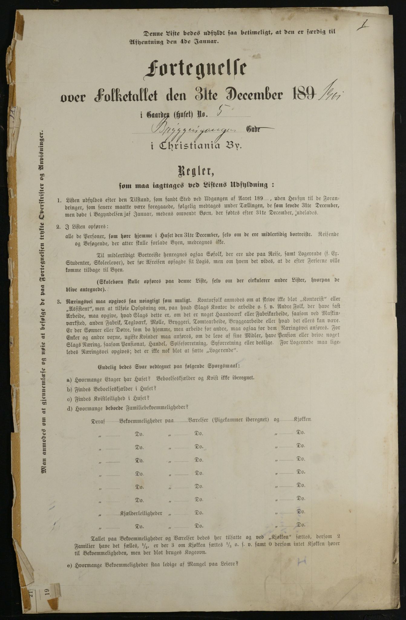 OBA, Municipal Census 1901 for Kristiania, 1901, p. 1709