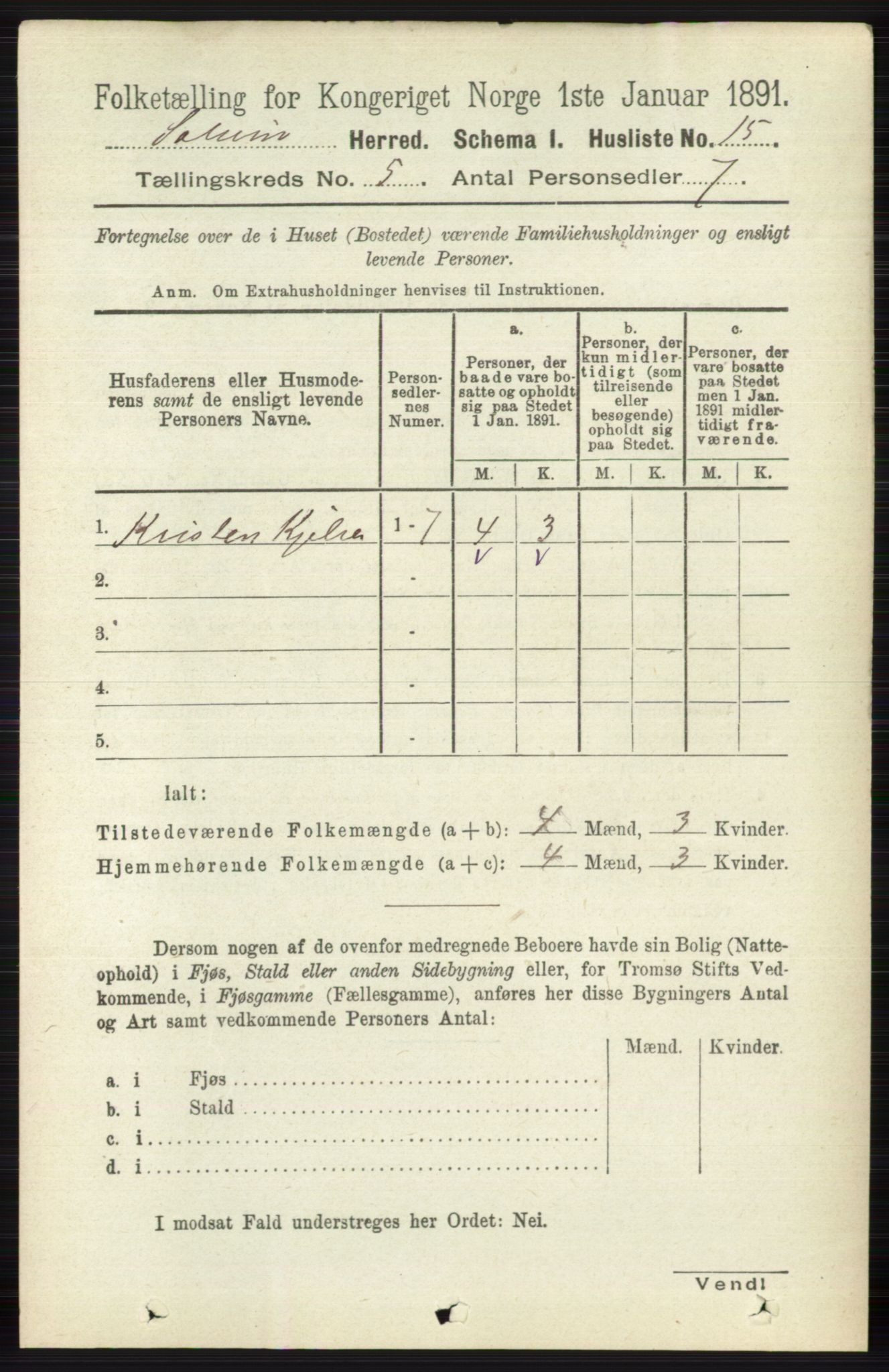 RA, 1891 census for 0818 Solum, 1891, p. 812