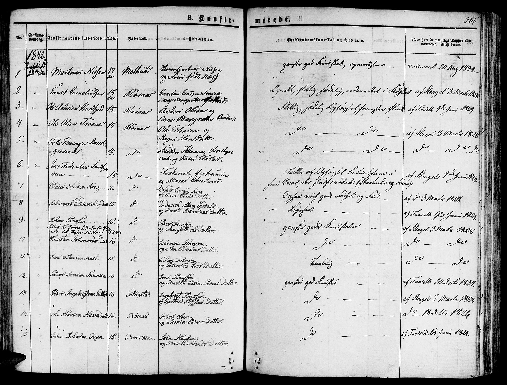 Ministerialprotokoller, klokkerbøker og fødselsregistre - Sør-Trøndelag, AV/SAT-A-1456/681/L0930: Parish register (official) no. 681A08, 1829-1844, p. 381