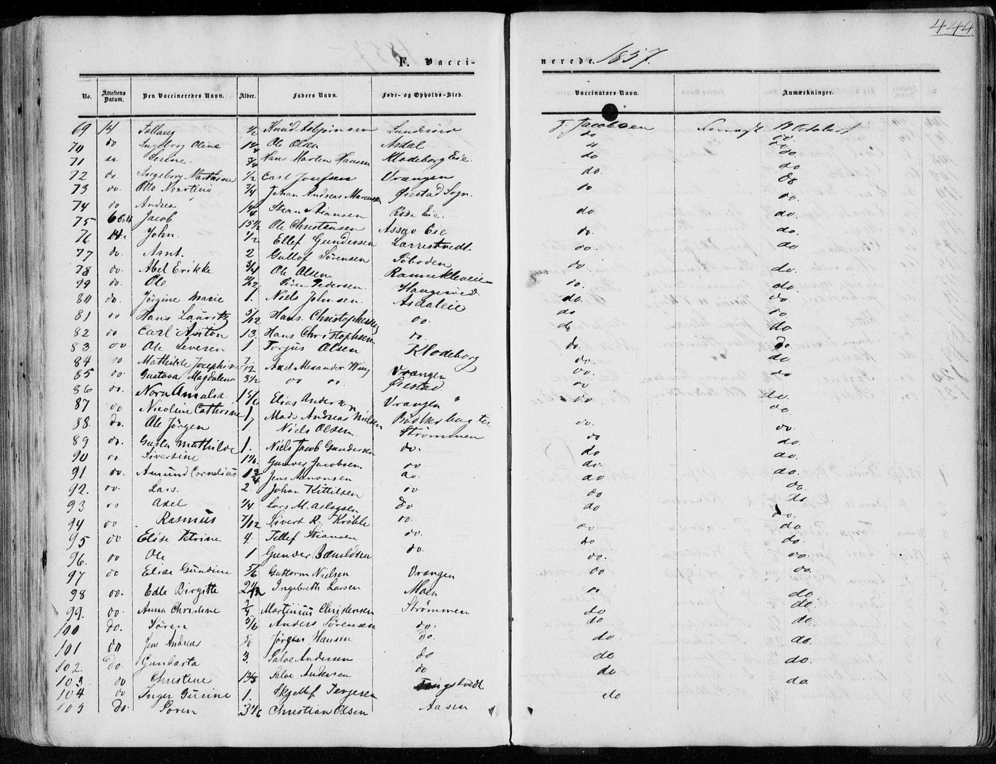 Øyestad sokneprestkontor, SAK/1111-0049/F/Fa/L0015: Parish register (official) no. A 15, 1857-1873, p. 444