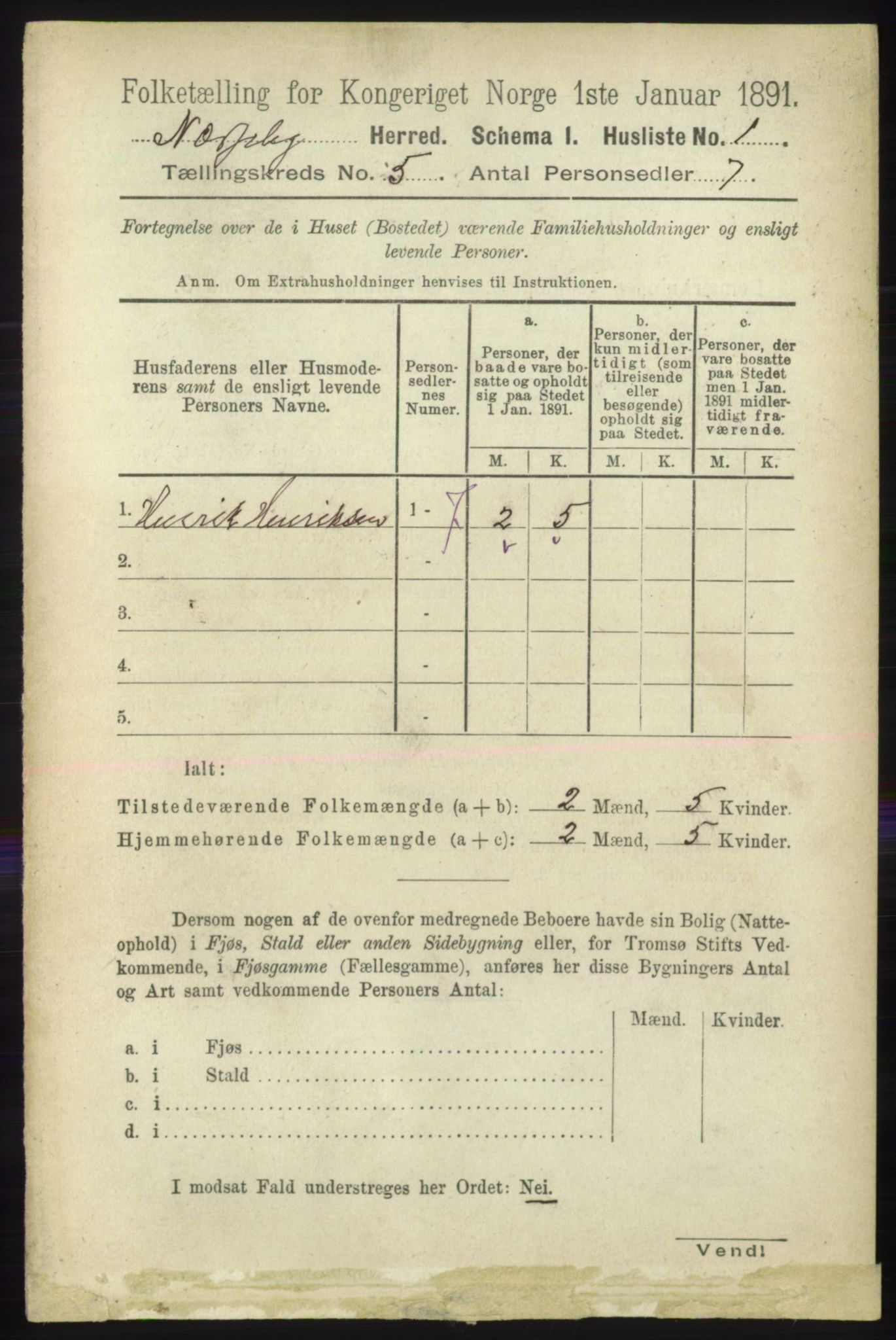 RA, 1891 census for 2027 Nesseby, 1891, p. 1397