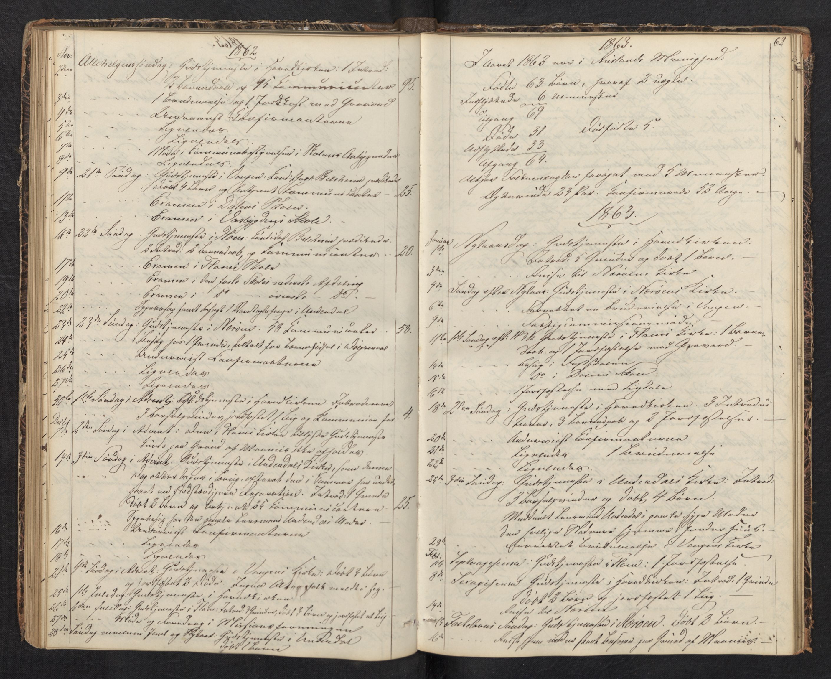 Aurland sokneprestembete, SAB/A-99937/H/Ha/Haf: Diary records no. F 0, 1844-1876, p. 61b-62a