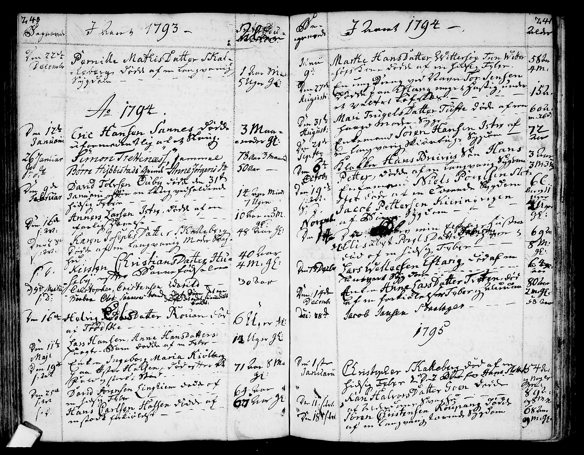 Tjølling kirkebøker, SAKO/A-60/F/Fa/L0004: Parish register (official) no. 4, 1779-1817, p. 240-241