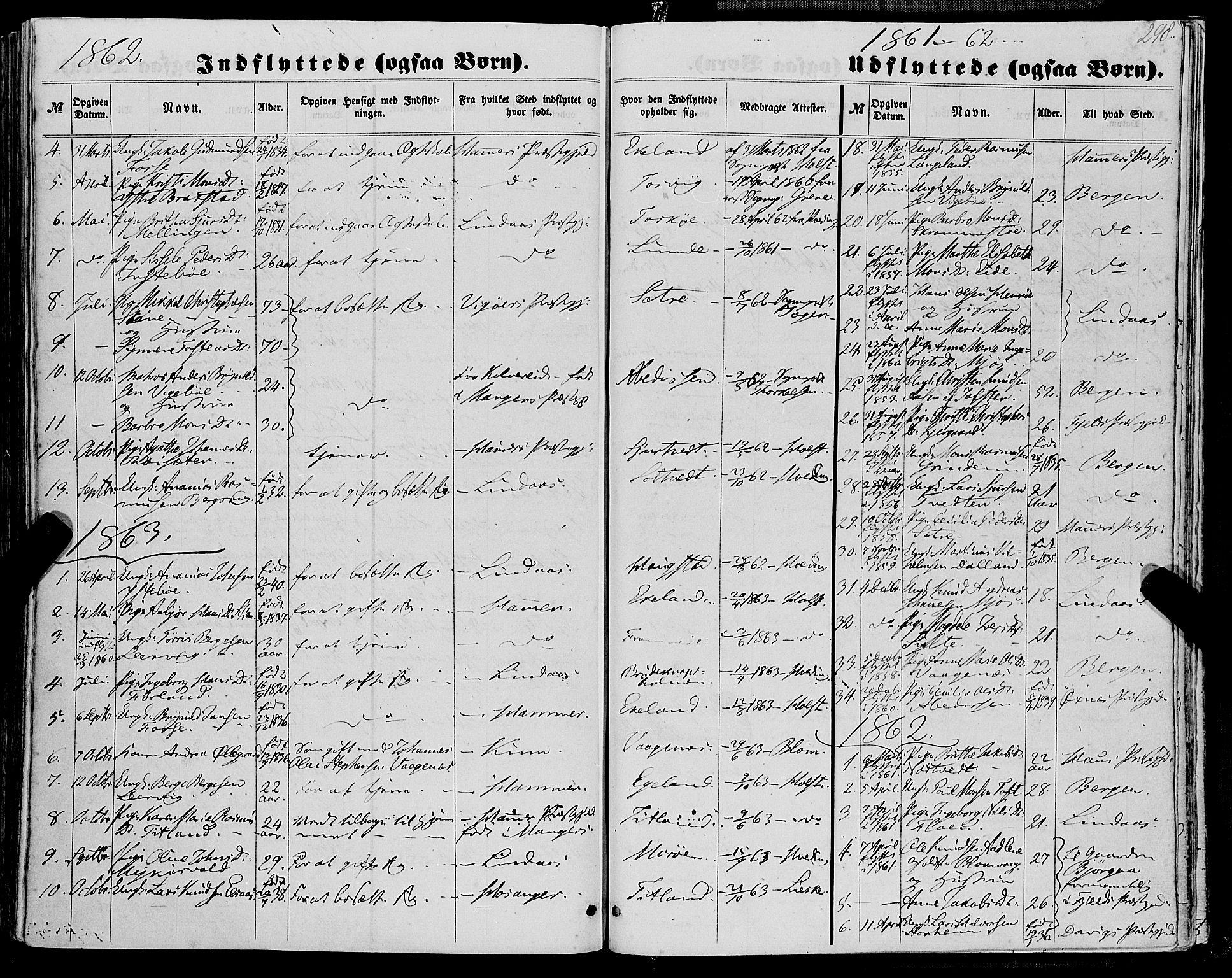 Manger sokneprestembete, AV/SAB-A-76801/H/Haa: Parish register (official) no. A 7, 1860-1870, p. 298