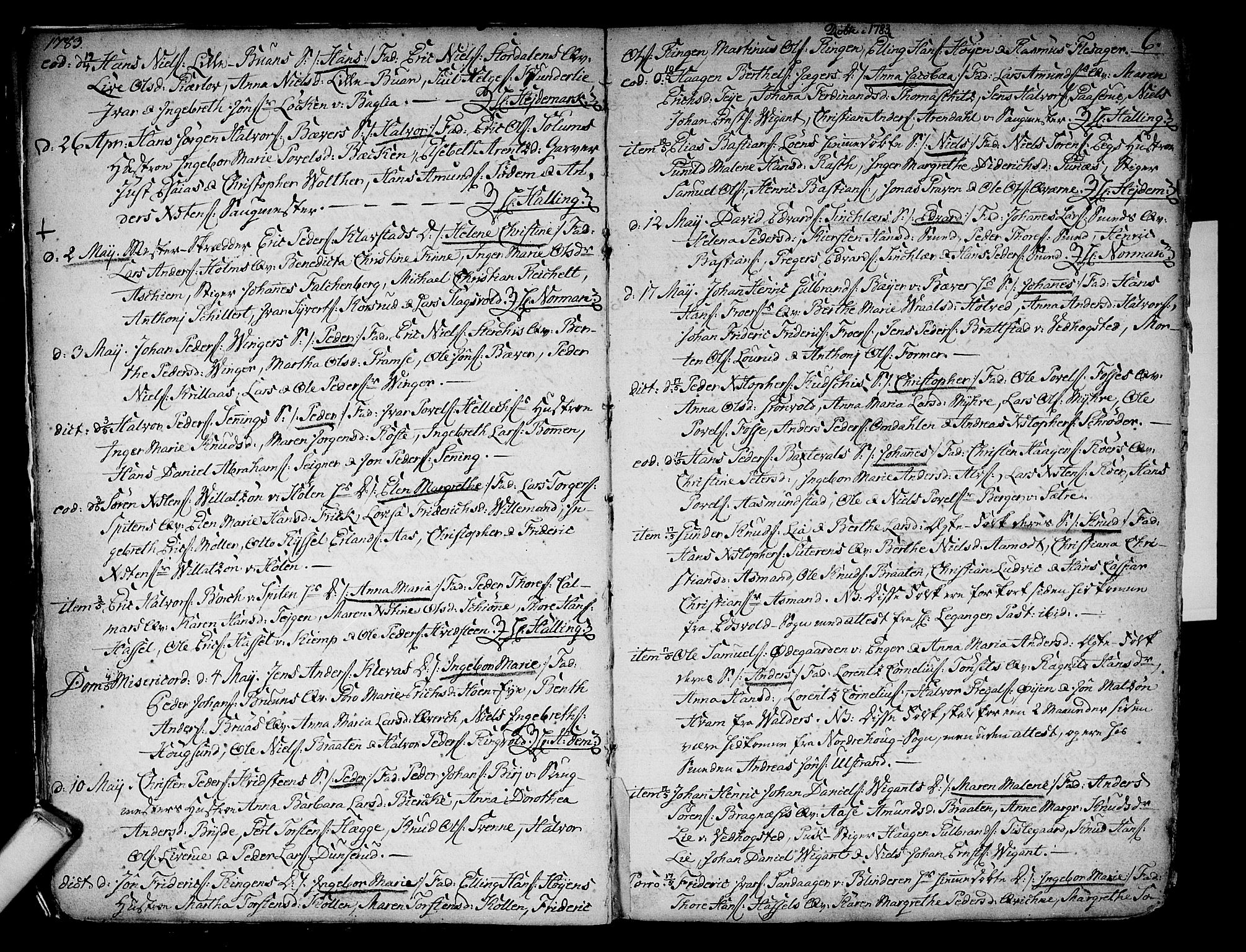 Kongsberg kirkebøker, AV/SAKO-A-22/F/Fa/L0006: Parish register (official) no. I 6, 1783-1797, p. 6