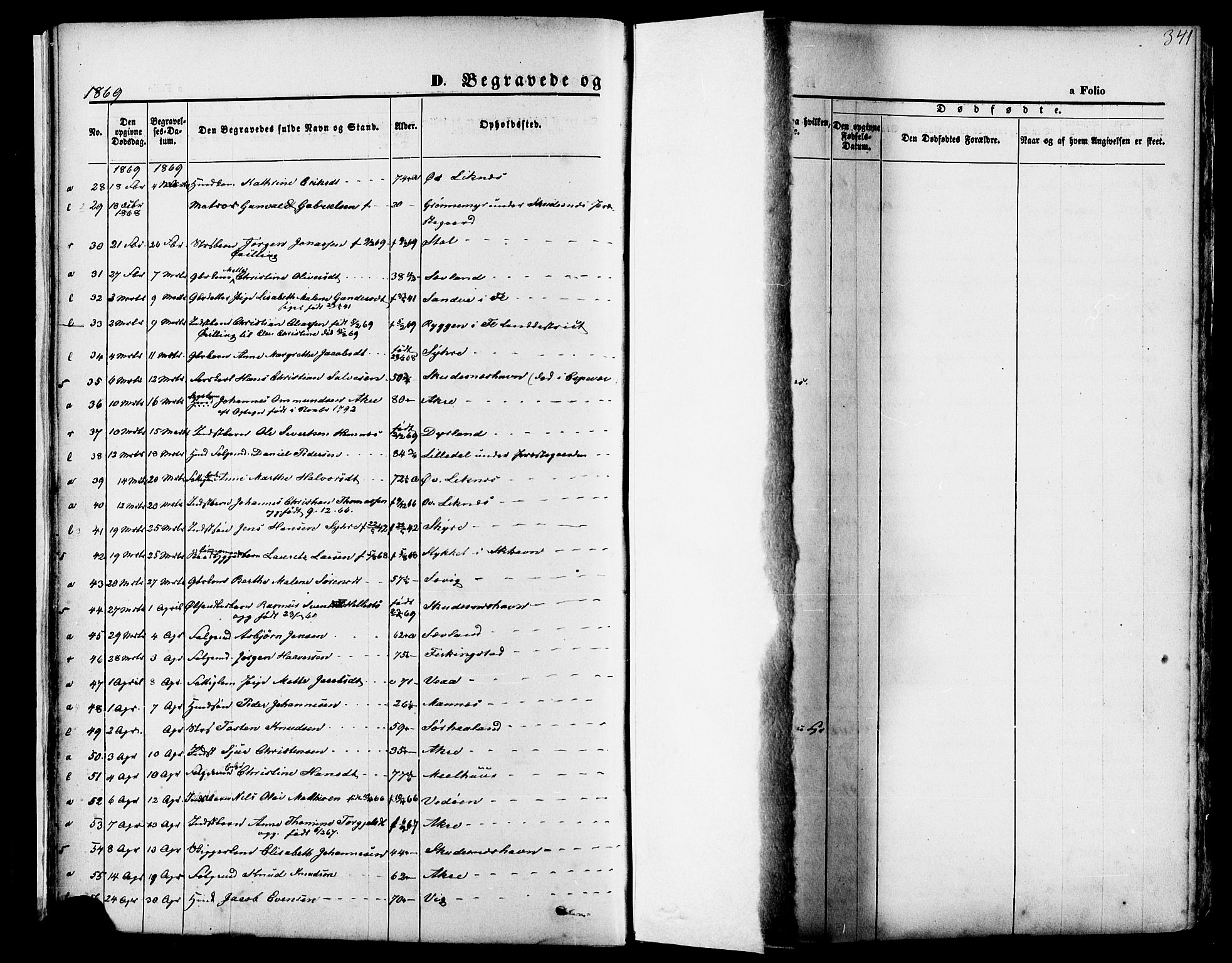 Skudenes sokneprestkontor, SAST/A -101849/H/Ha/Haa/L0006: Parish register (official) no. A 4, 1864-1881, p. 341