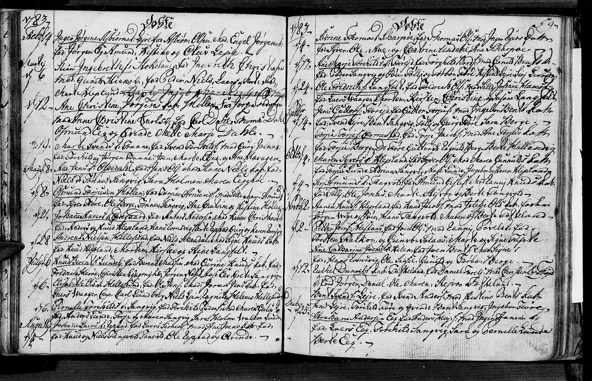 Søgne sokneprestkontor, SAK/1111-0037/F/Fa/Fab/L0004: Parish register (official) no. A 4, 1770-1822, p. 58-59