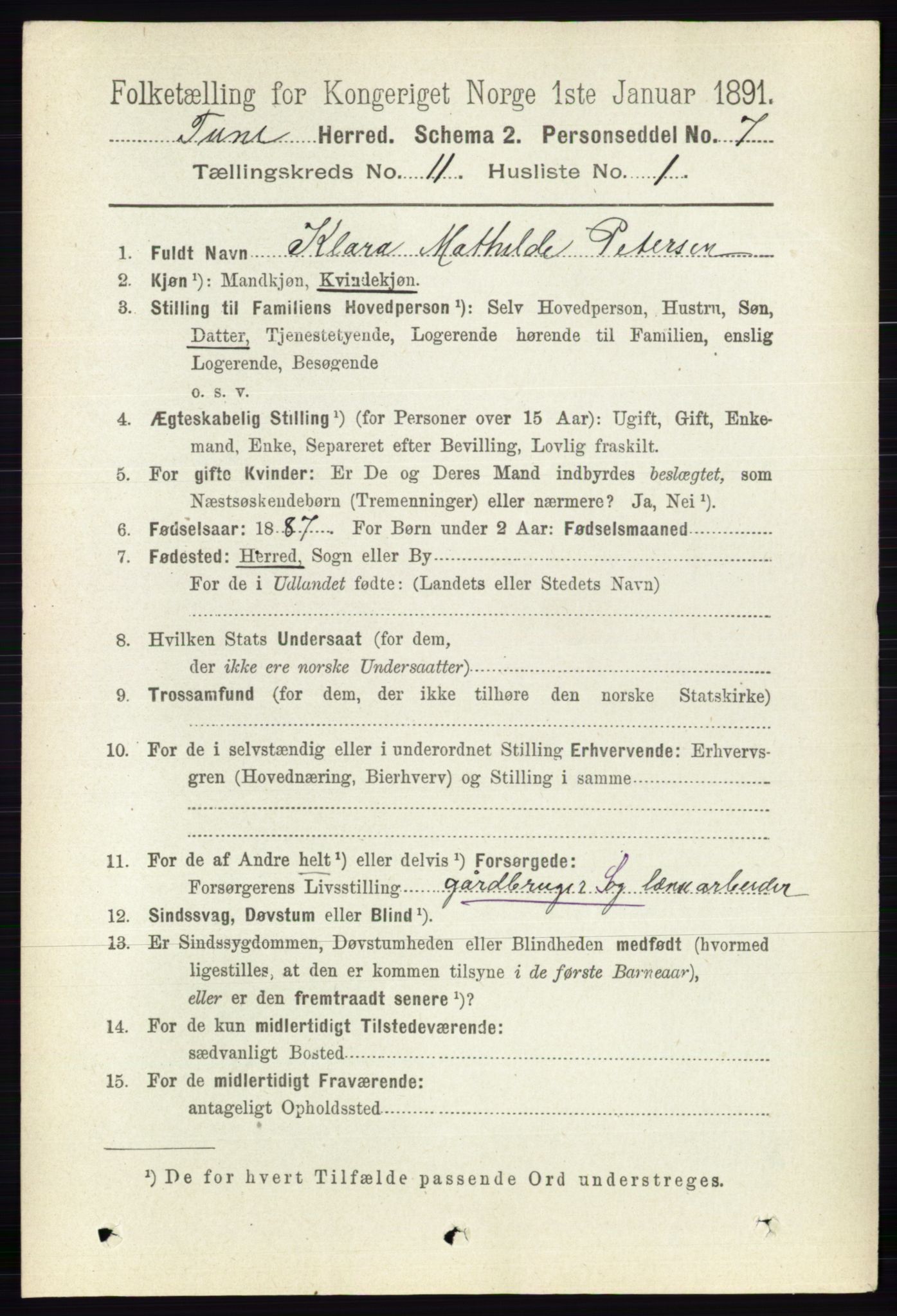 RA, 1891 census for 0130 Tune, 1891, p. 6946