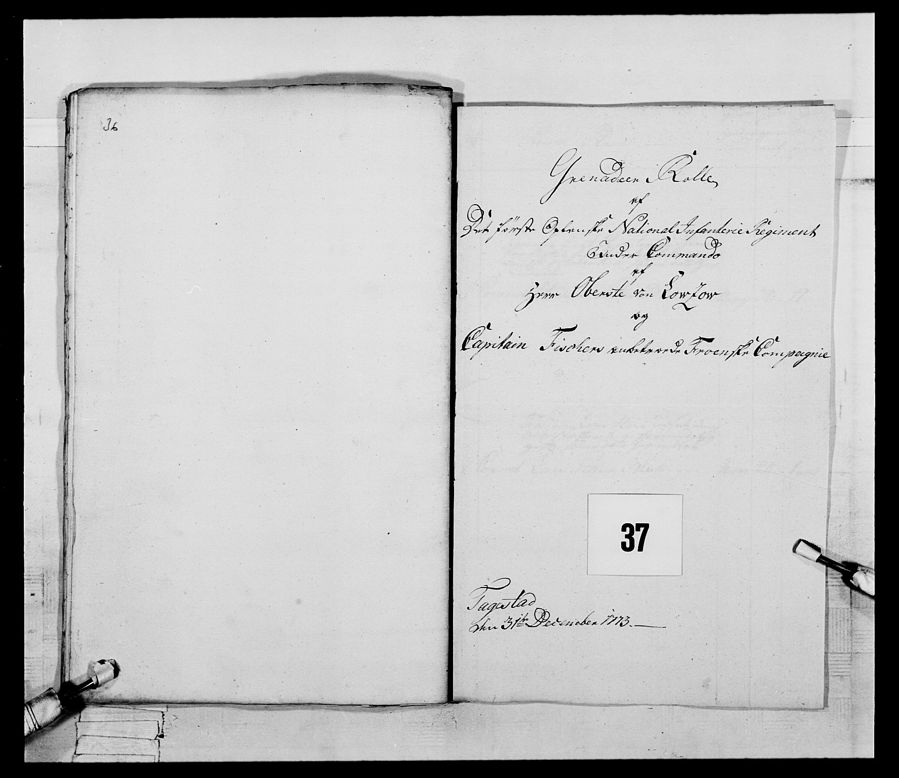 Generalitets- og kommissariatskollegiet, Det kongelige norske kommissariatskollegium, RA/EA-5420/E/Eh/L0058: 1. Opplandske nasjonale infanteriregiment, 1772-1774, p. 403