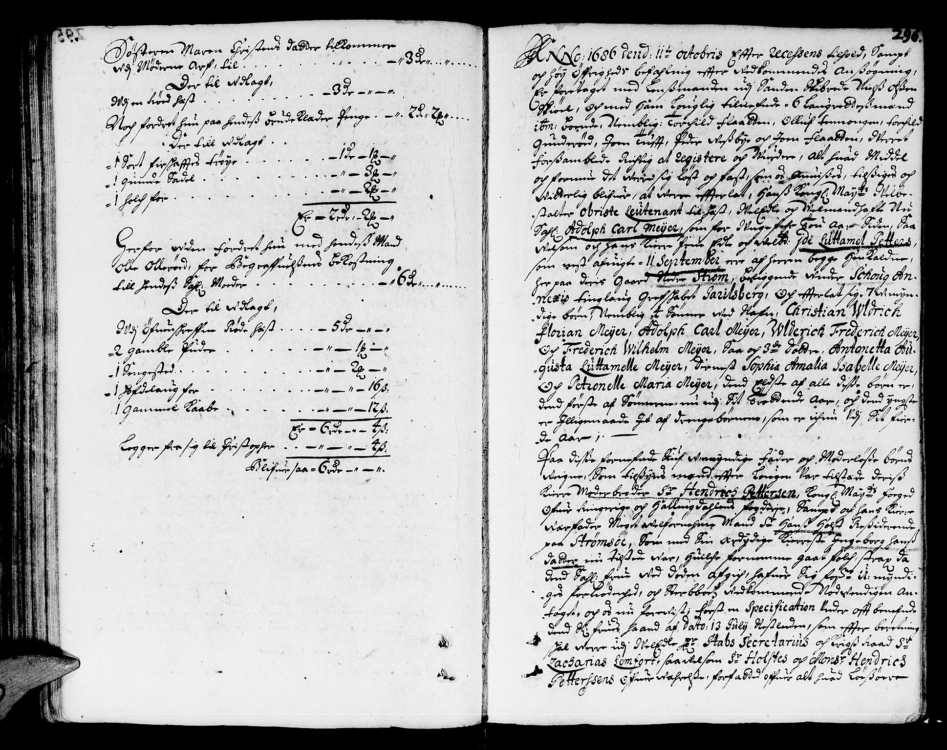 Nordre Jarlsberg sorenskriveri, SAKO/A-80/H/Hc/L0001: Skifteprotokoll, 1679-1687, p. 295b-296a