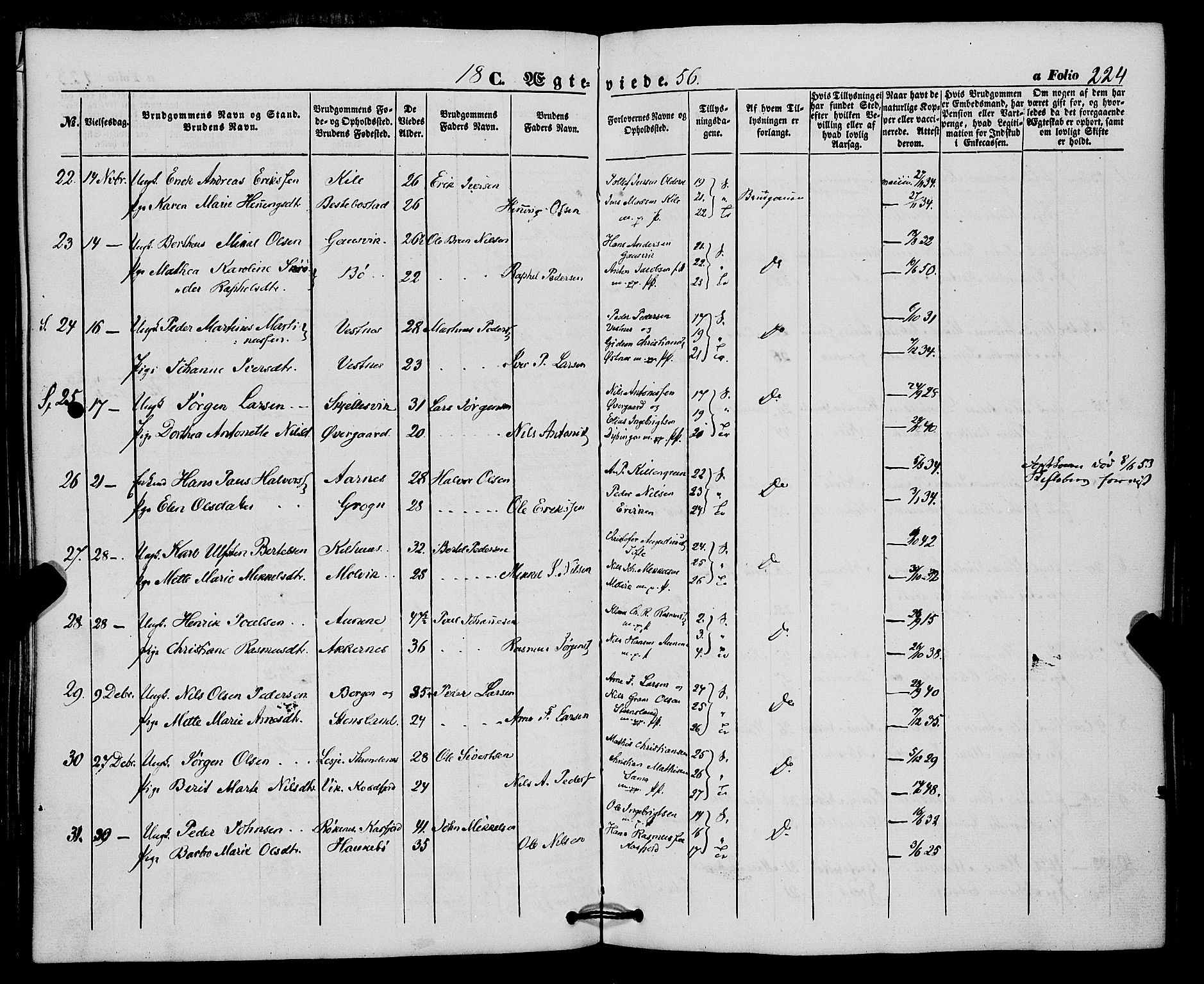 Trondenes sokneprestkontor, AV/SATØ-S-1319/H/Ha/L0011kirke: Parish register (official) no. 11, 1853-1862, p. 224