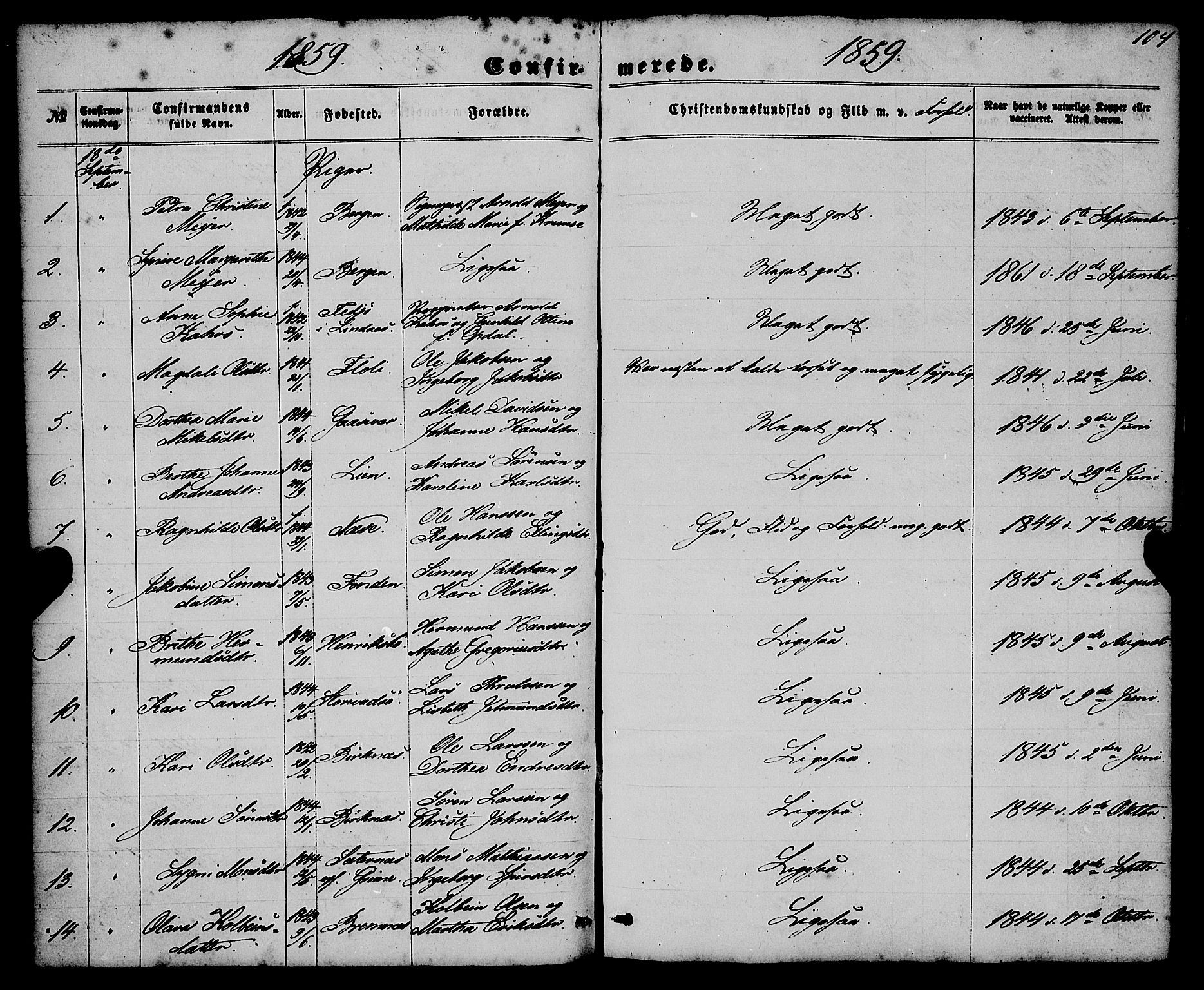 Gulen sokneprestembete, AV/SAB-A-80201/H/Haa/Haaa/L0022: Parish register (official) no. A 22, 1859-1869, p. 104