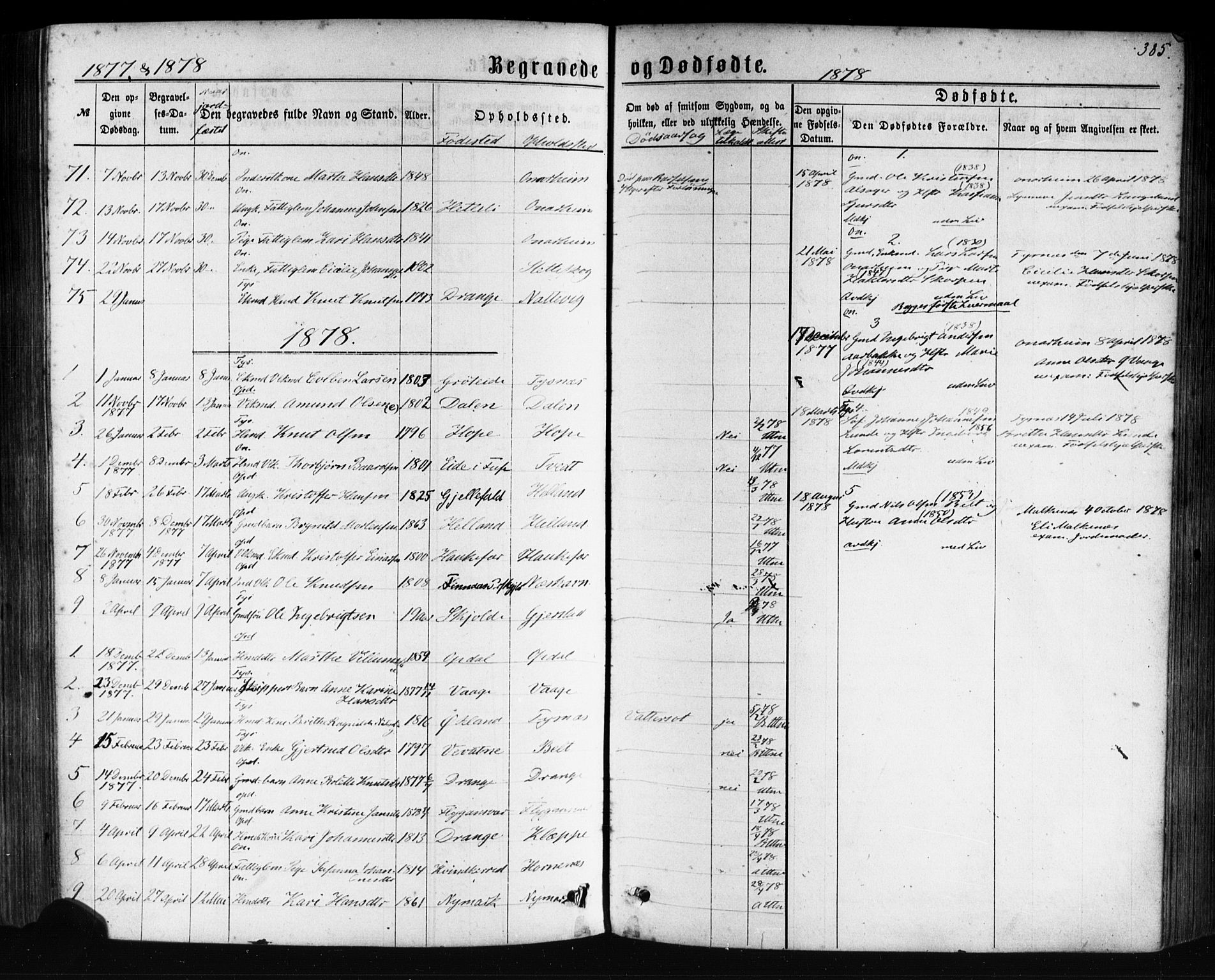 Tysnes sokneprestembete, AV/SAB-A-78601/H/Haa: Parish register (official) no. A 12, 1872-1886, p. 385