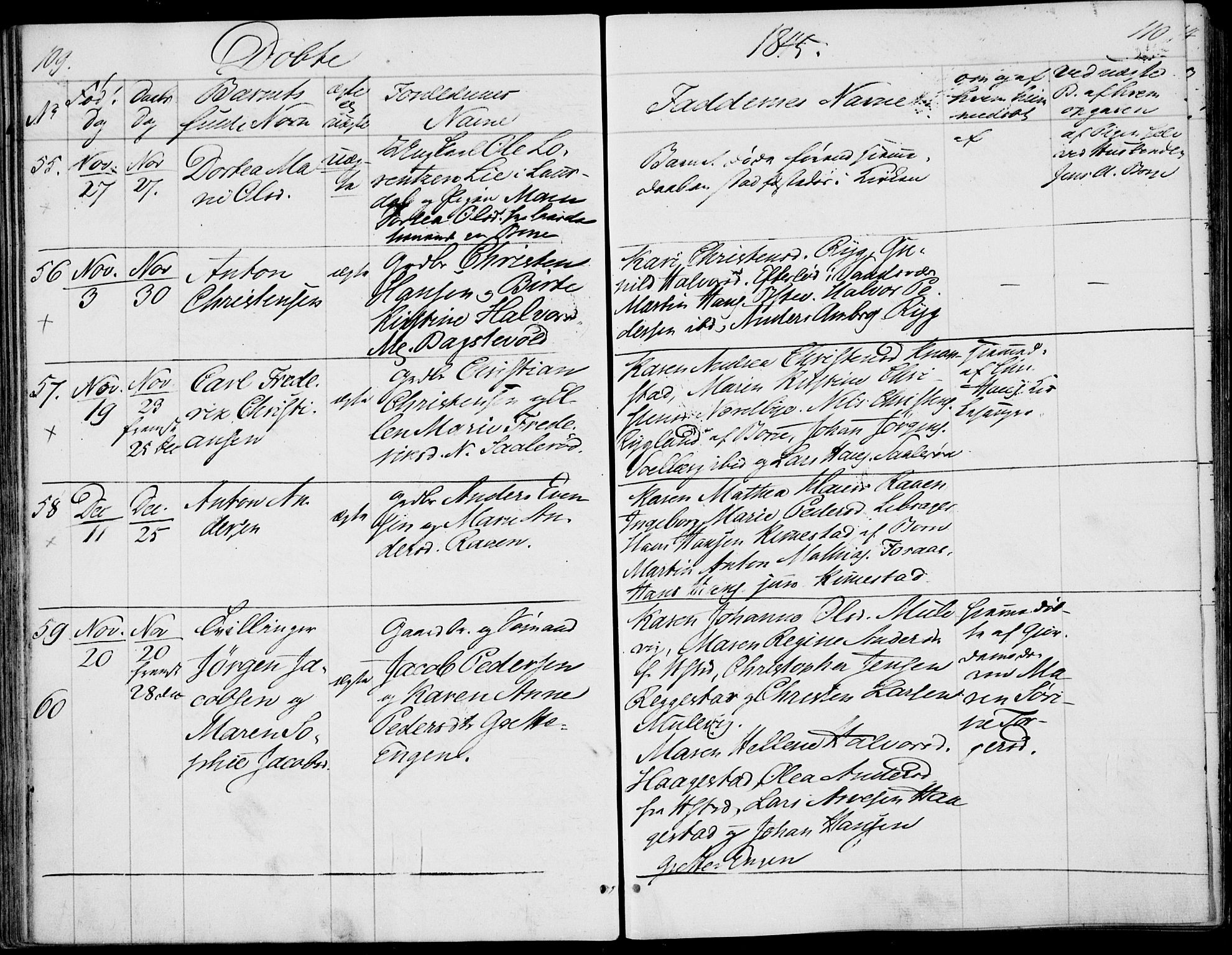 Våle kirkebøker, SAKO/A-334/F/Fa/L0009a: Parish register (official) no. I 9A, 1839-1860, p. 109-110