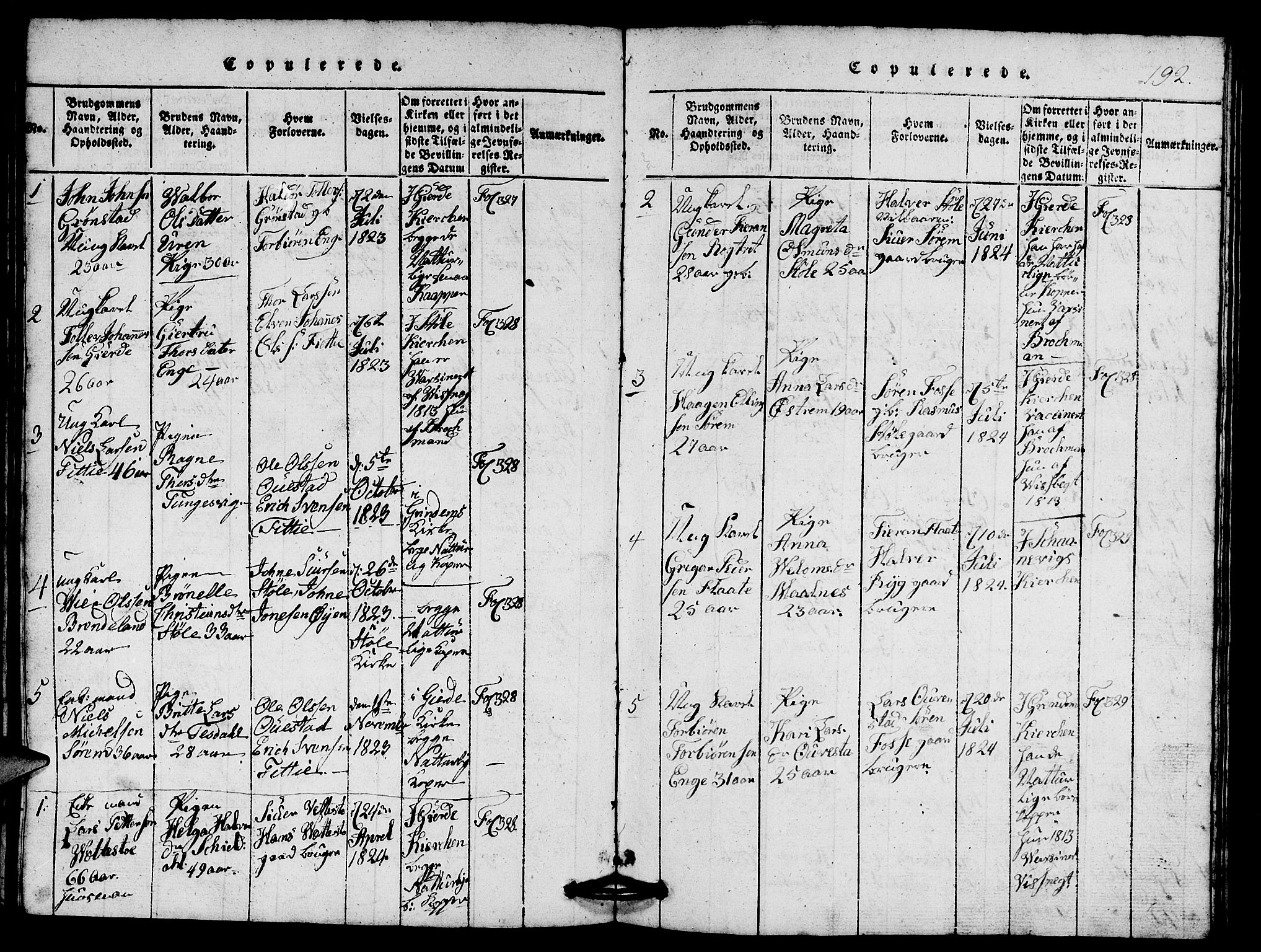 Etne sokneprestembete, SAB/A-75001/H/Hab: Parish register (copy) no. A 1, 1815-1849, p. 192