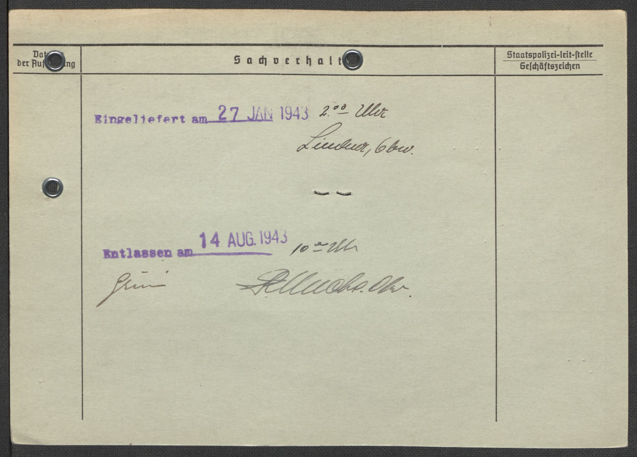 Befehlshaber der Sicherheitspolizei und des SD, RA/RAFA-5969/E/Ea/Eaa/L0010: Register over norske fanger i Møllergata 19: Sø-Å, 1940-1945, p. 3