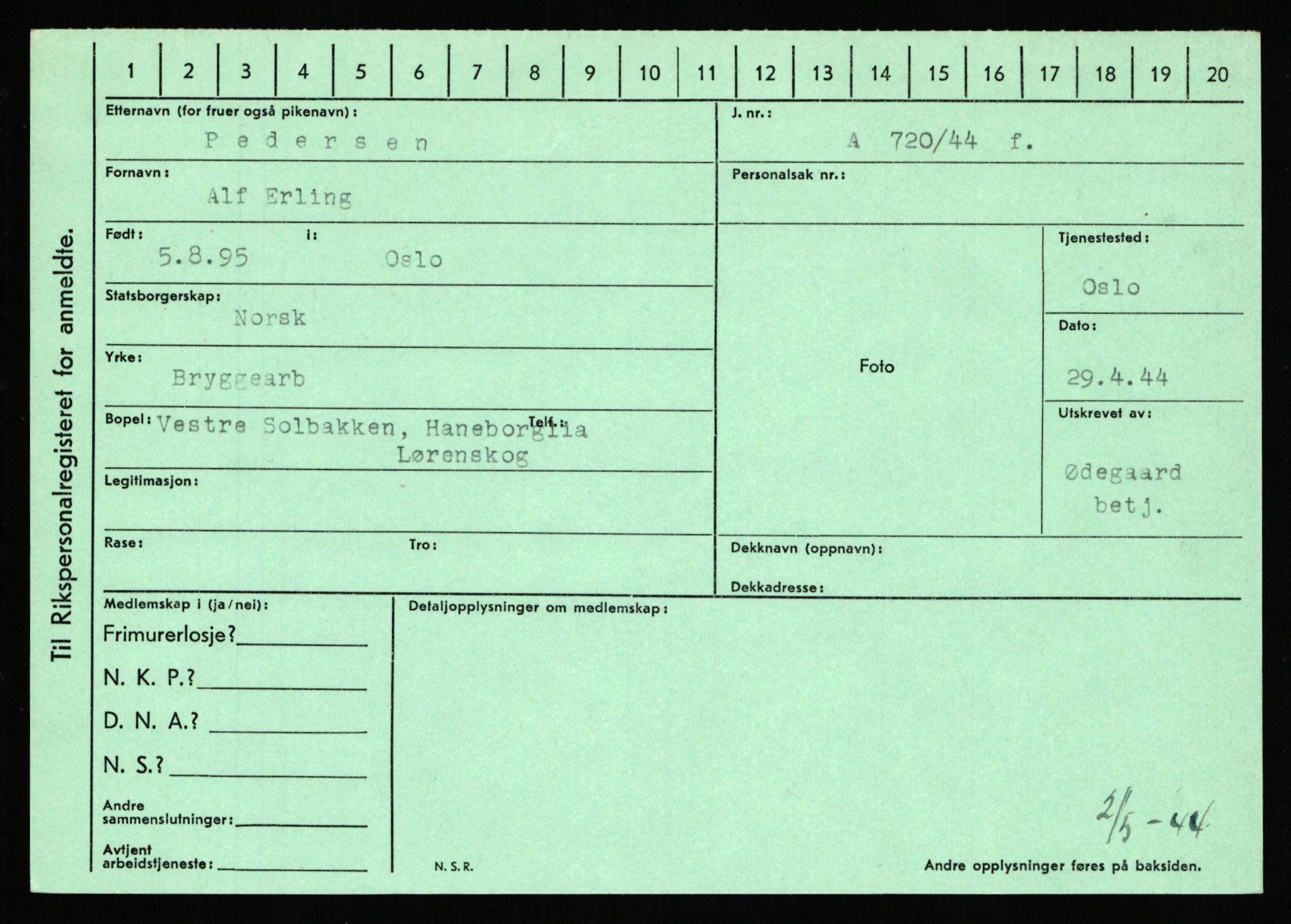 Statspolitiet - Hovedkontoret / Osloavdelingen, AV/RA-S-1329/C/Ca/L0012: Oanæs - Quistgaard	, 1943-1945, p. 3134