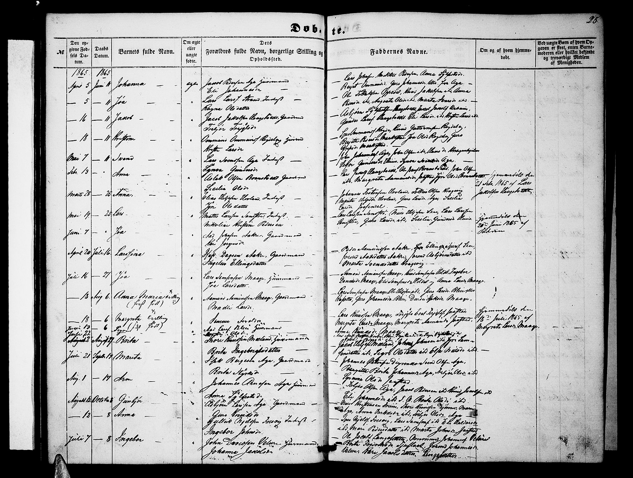 Ullensvang sokneprestembete, SAB/A-78701/H/Hab: Parish register (copy) no. B 10, 1858-1886, p. 25