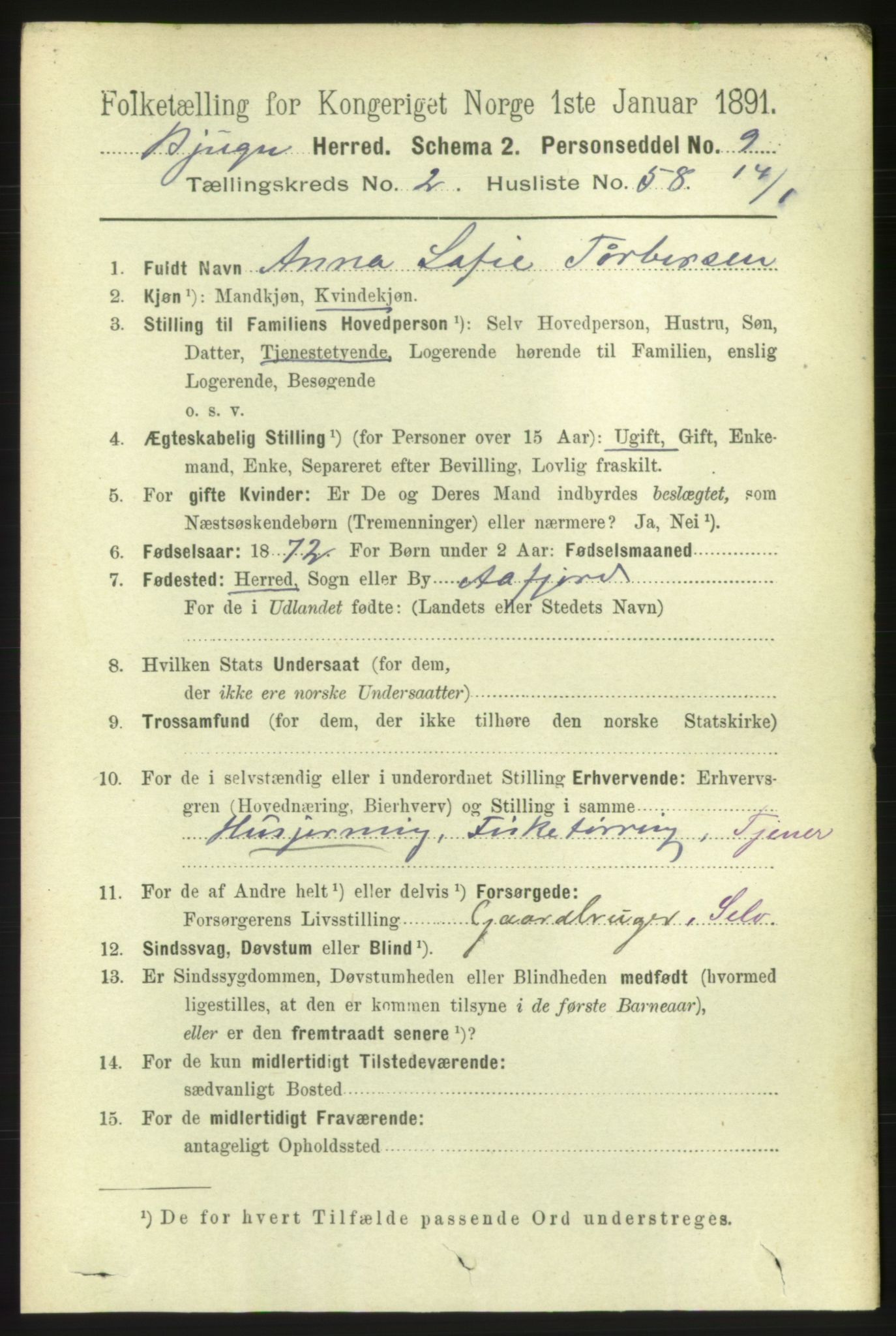 RA, 1891 census for 1627 Bjugn, 1891, p. 576