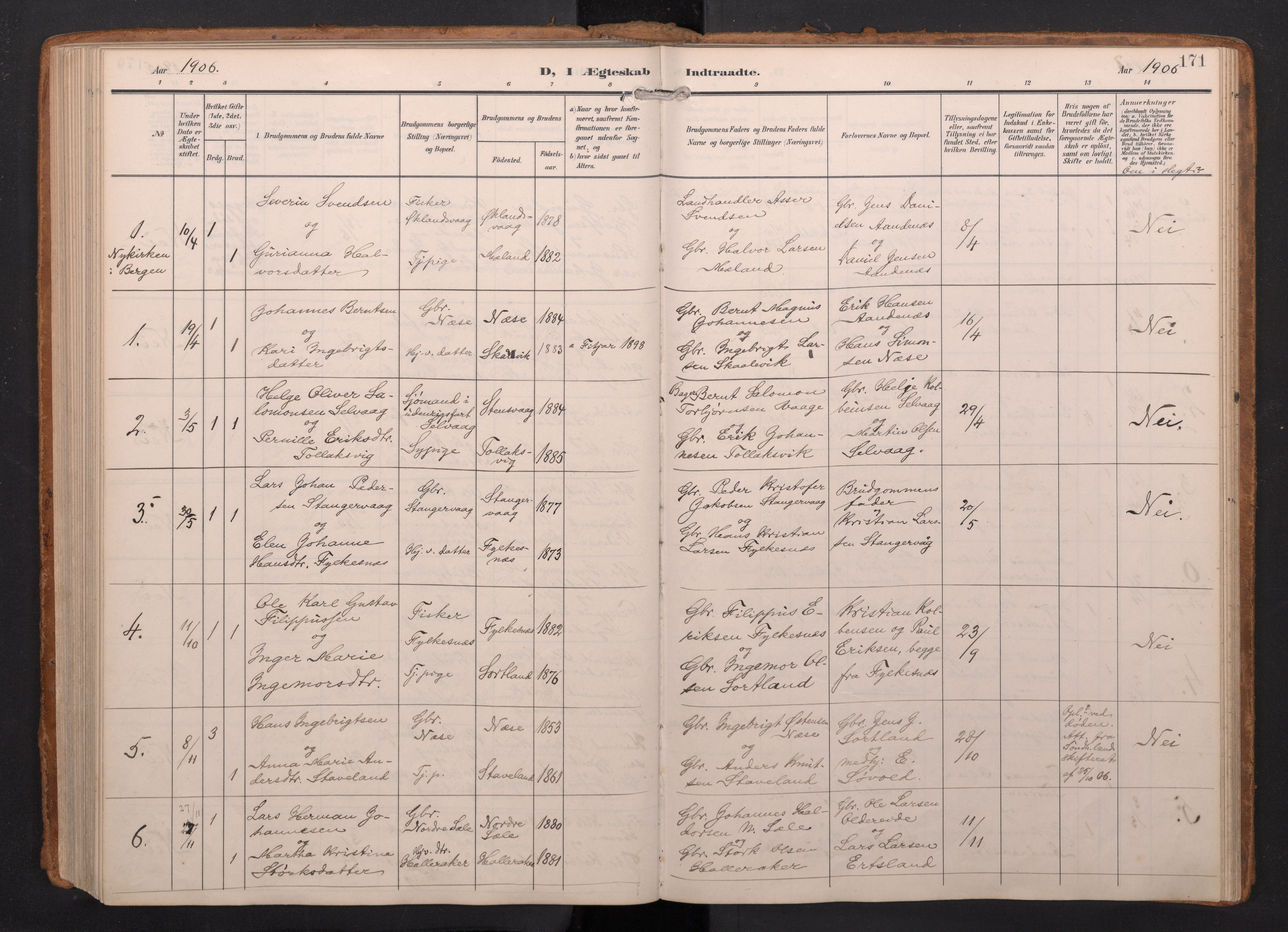 Finnås sokneprestembete, AV/SAB-A-99925/H/Ha/Haa/Haac/L0003: Parish register (official) no. C 3, 1905-1917, p. 171