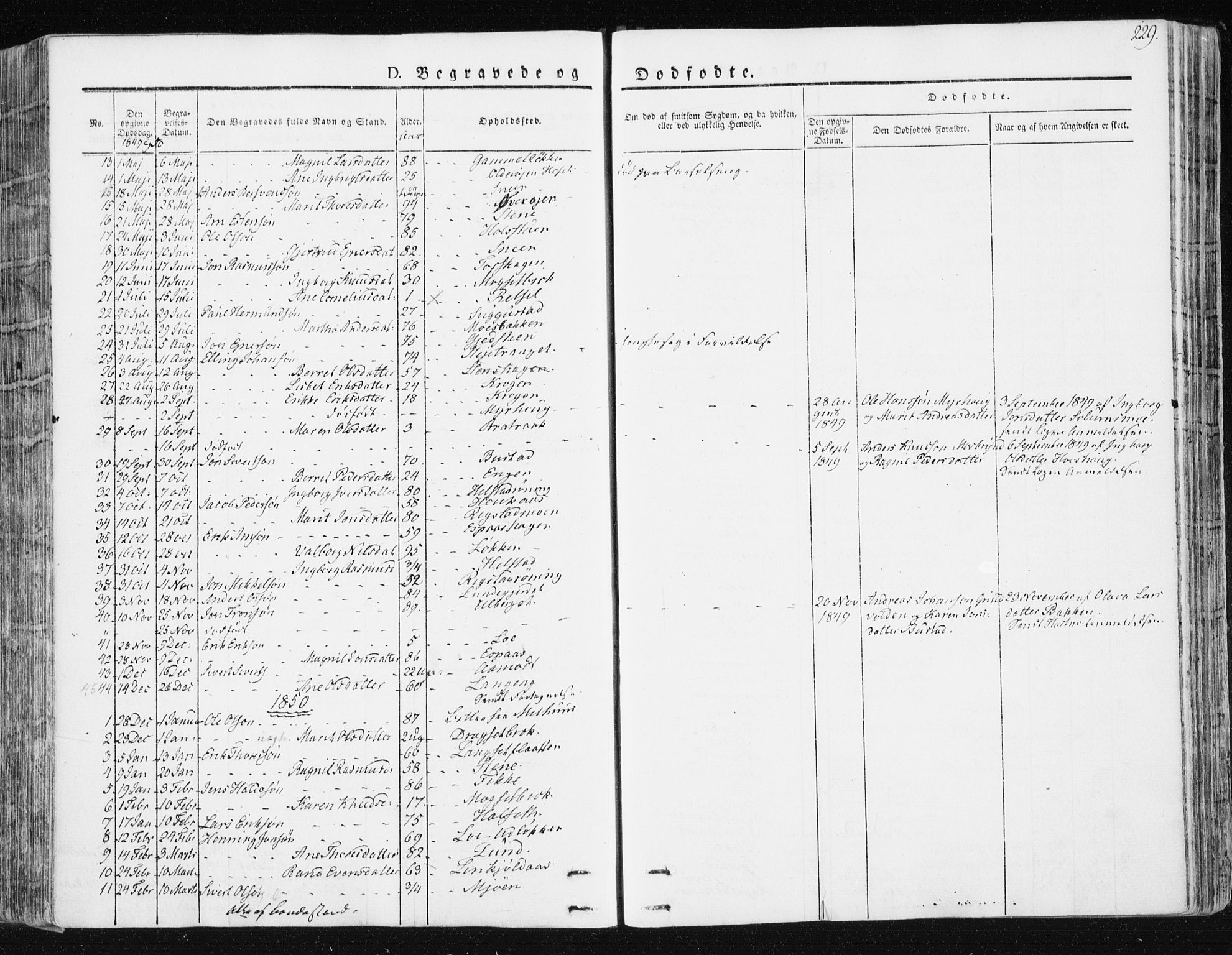 Ministerialprotokoller, klokkerbøker og fødselsregistre - Sør-Trøndelag, SAT/A-1456/672/L0855: Parish register (official) no. 672A07, 1829-1860, p. 229
