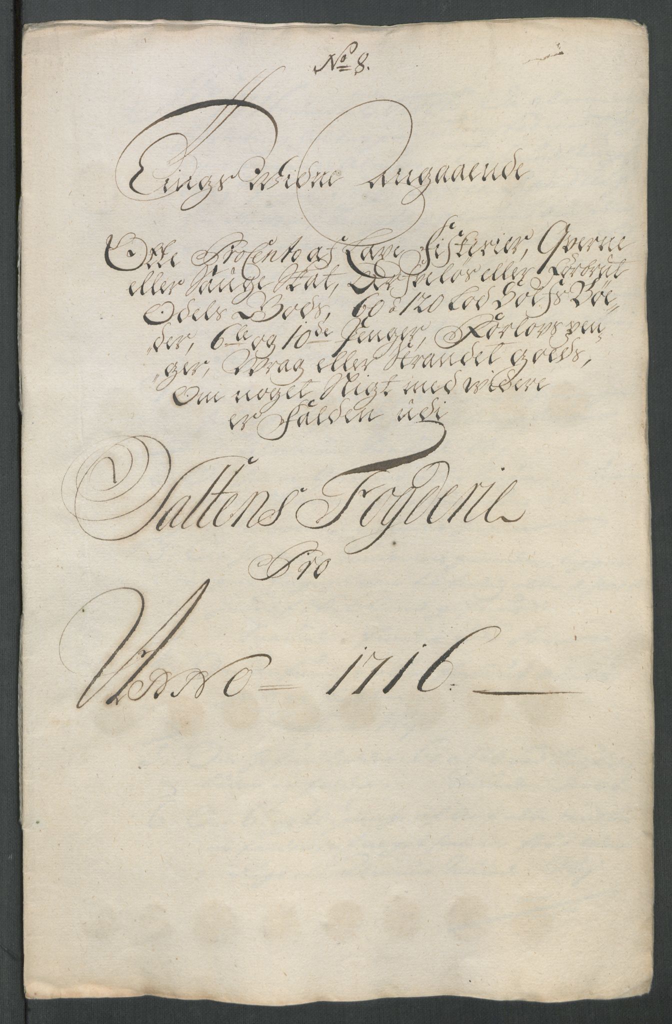 Rentekammeret inntil 1814, Reviderte regnskaper, Fogderegnskap, RA/EA-4092/R66/L4586: Fogderegnskap Salten, 1716, p. 126