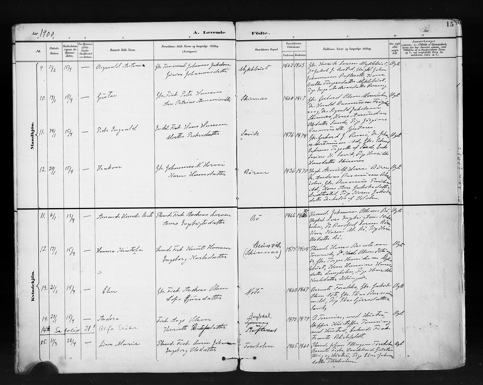 Ministerialprotokoller, klokkerbøker og fødselsregistre - Møre og Romsdal, SAT/A-1454/507/L0074: Parish register (official) no. 507A09, 1894-1900, p. 15